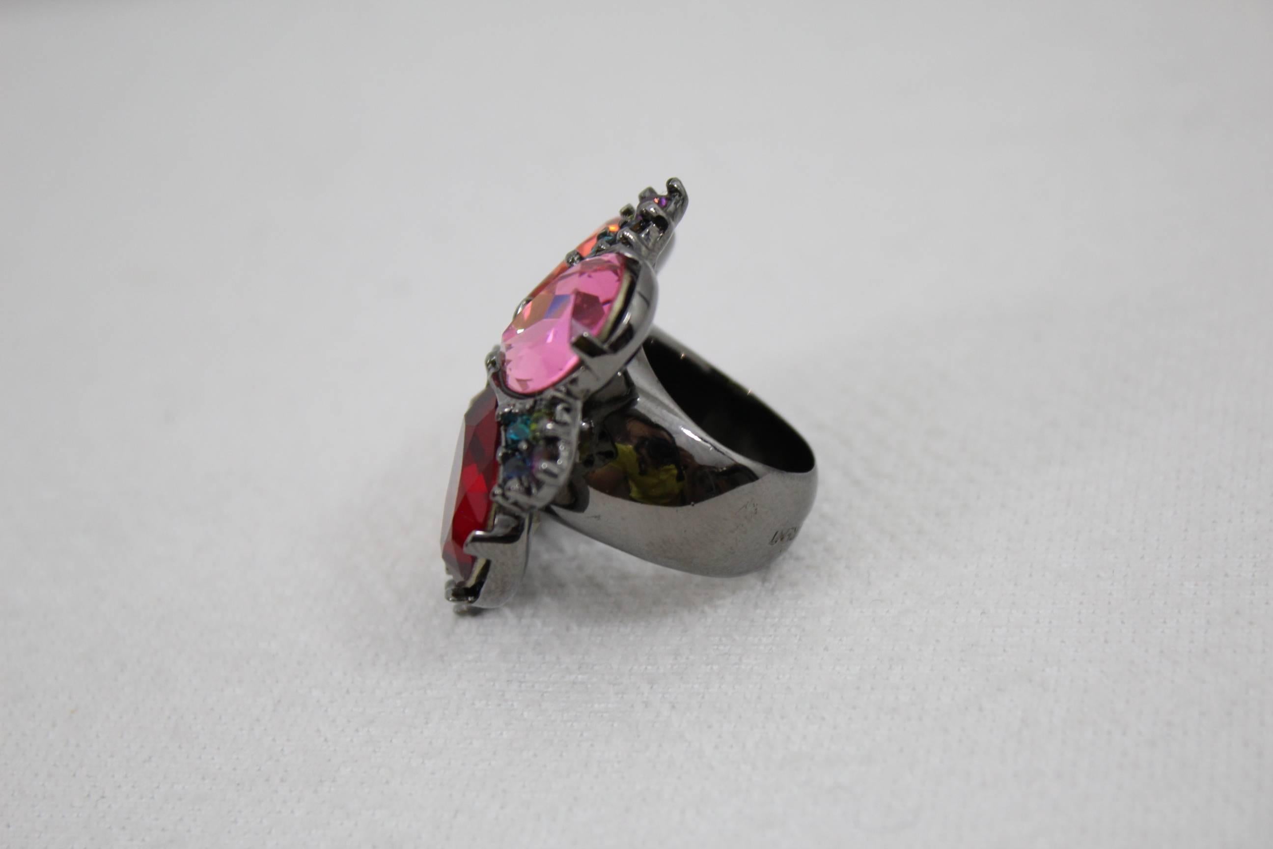 Women's or Men's Colorful Yves saint Laurent Cocktail Ring Size 7 For Sale