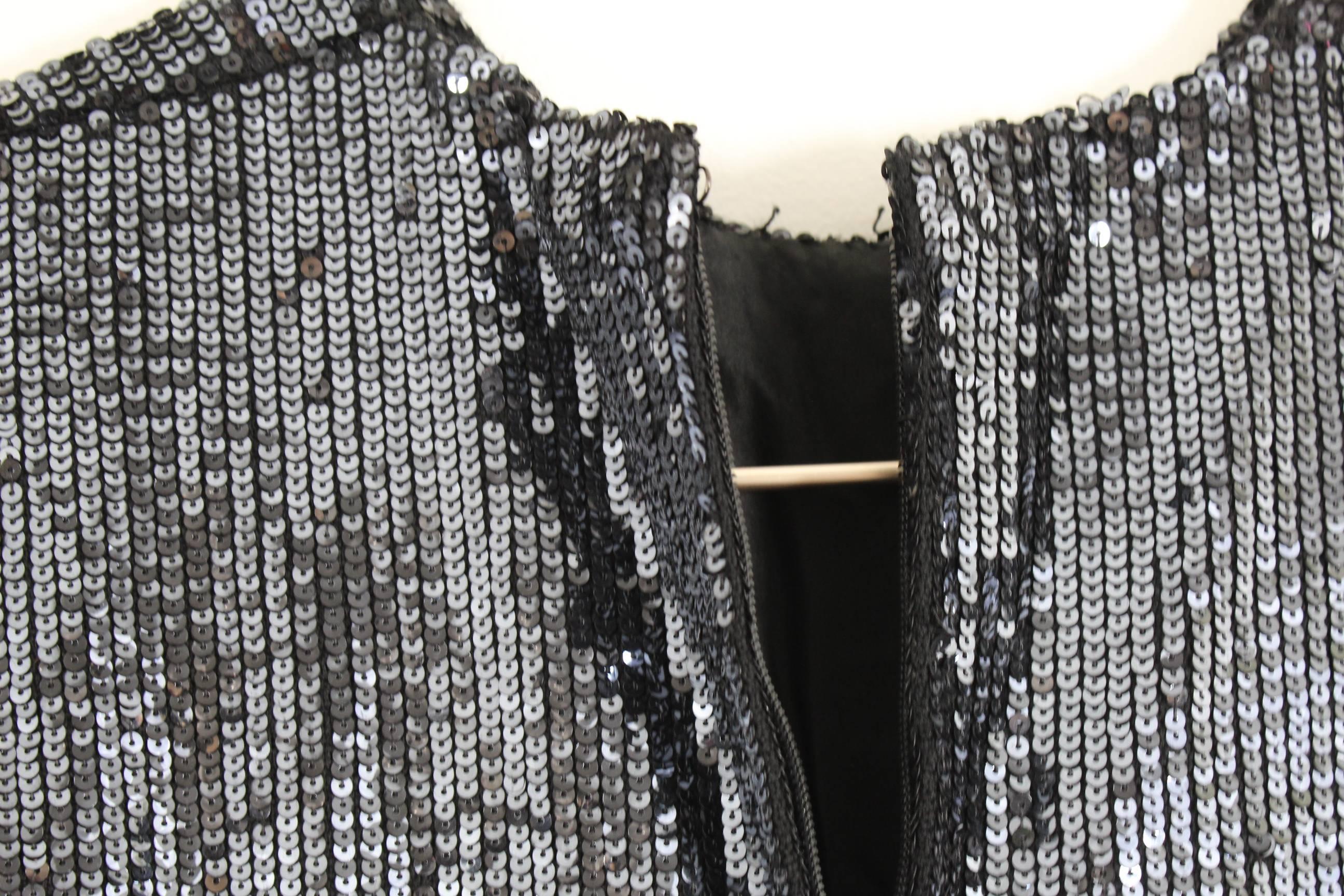 Pierre Balmain Couture Dress in Black and Silver Sequins. Good condition 1