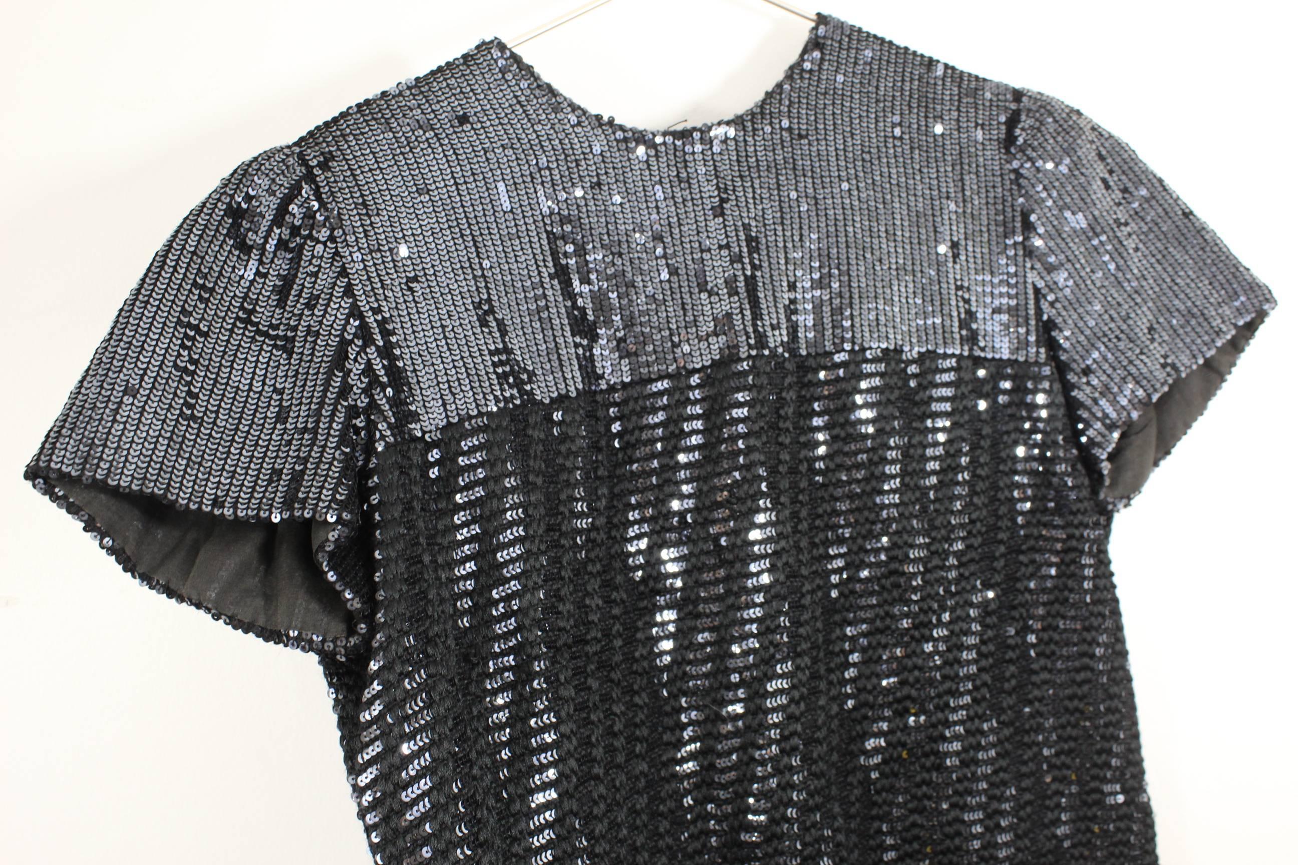 Pierre Balmain Couture Dress in Black and Silver Sequins. Good condition 3
