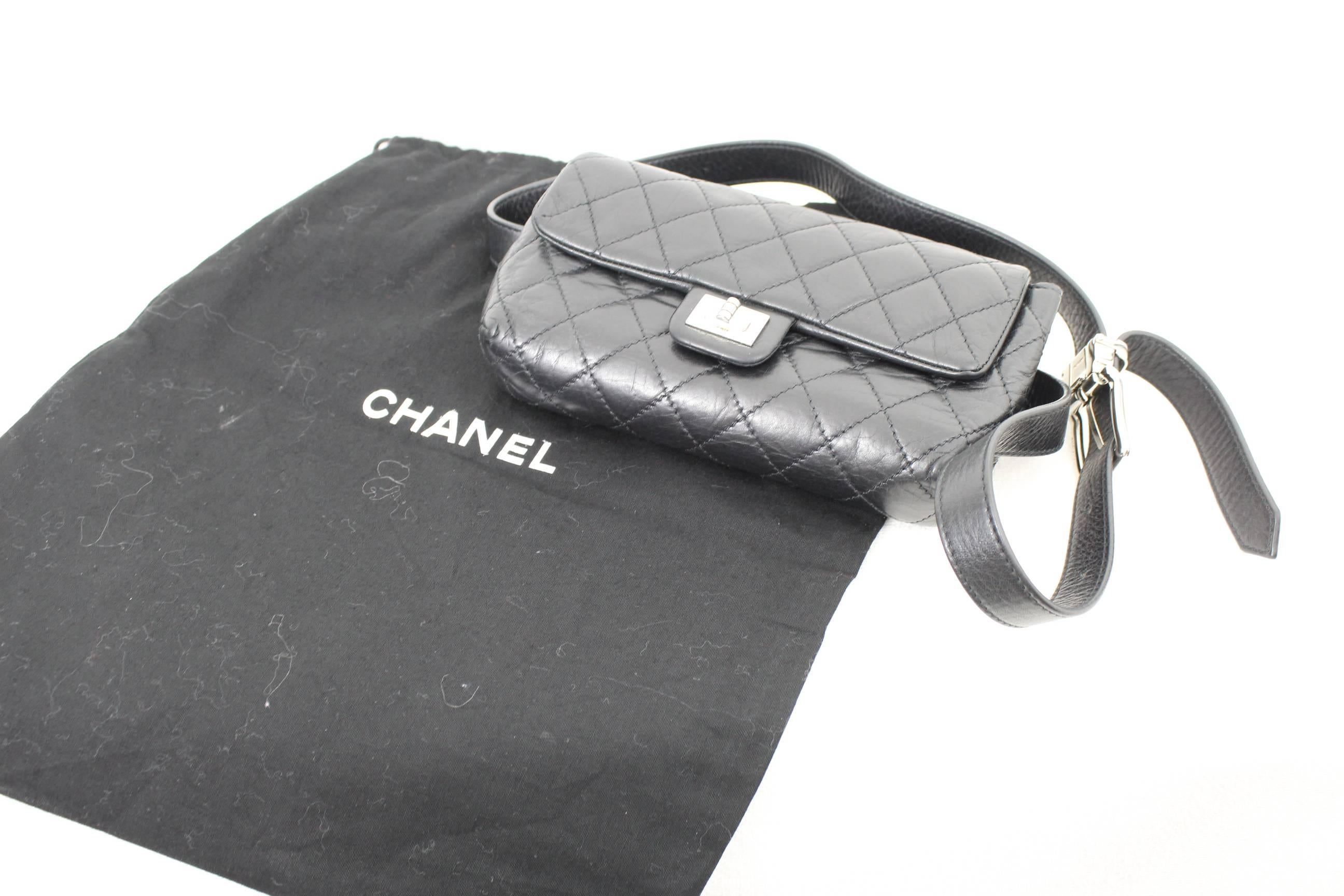 Chanel Black Leather Belt Bag. good condition 1