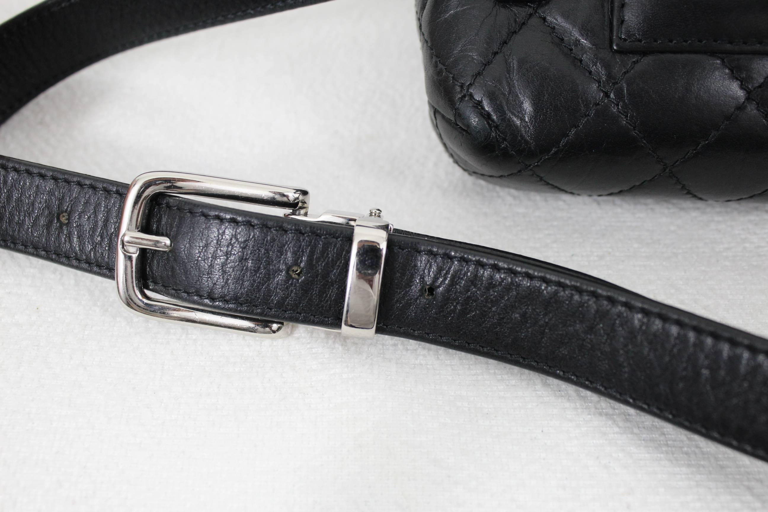Chanel Black Leather Belt Bag. good condition 2
