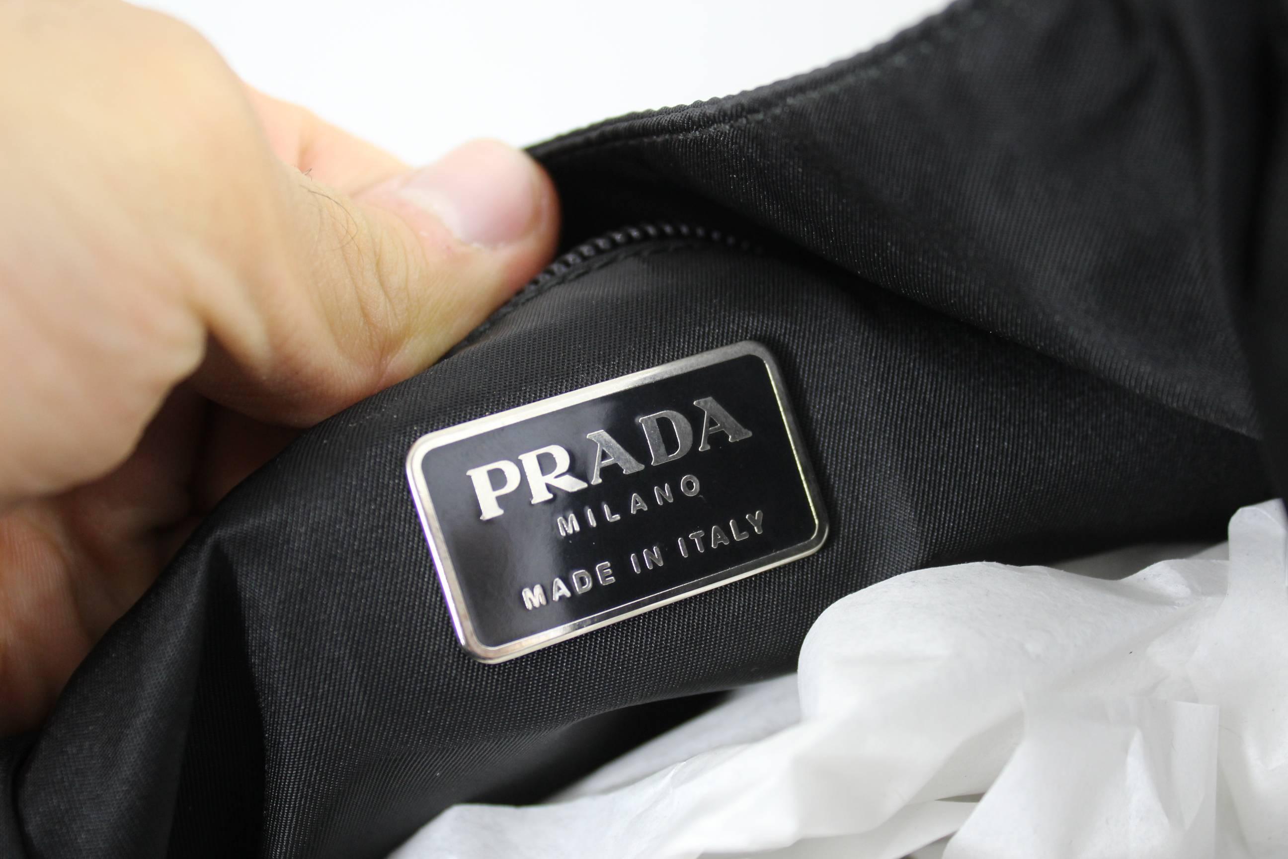 Prada Iconic Plexi Handle Black Canvas Bag For Sale 1