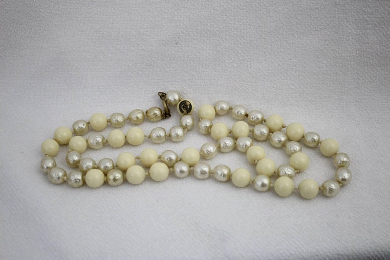 Vintage 1985 Chanel Fake Pearls 37 inches Necklace For Sale at 1stDibs