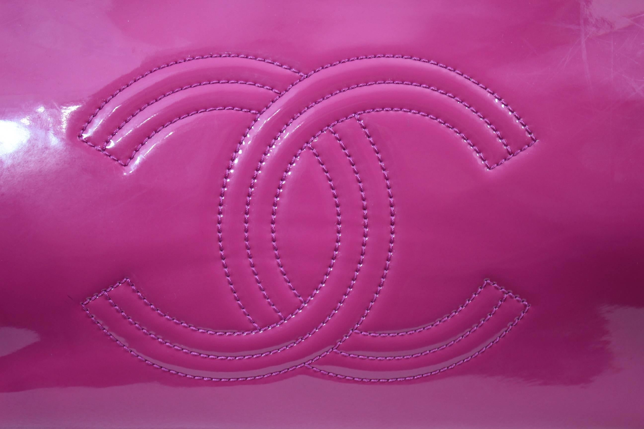 Lovely Chanel Flashy Patented Leather Pink Bag. Big size 3