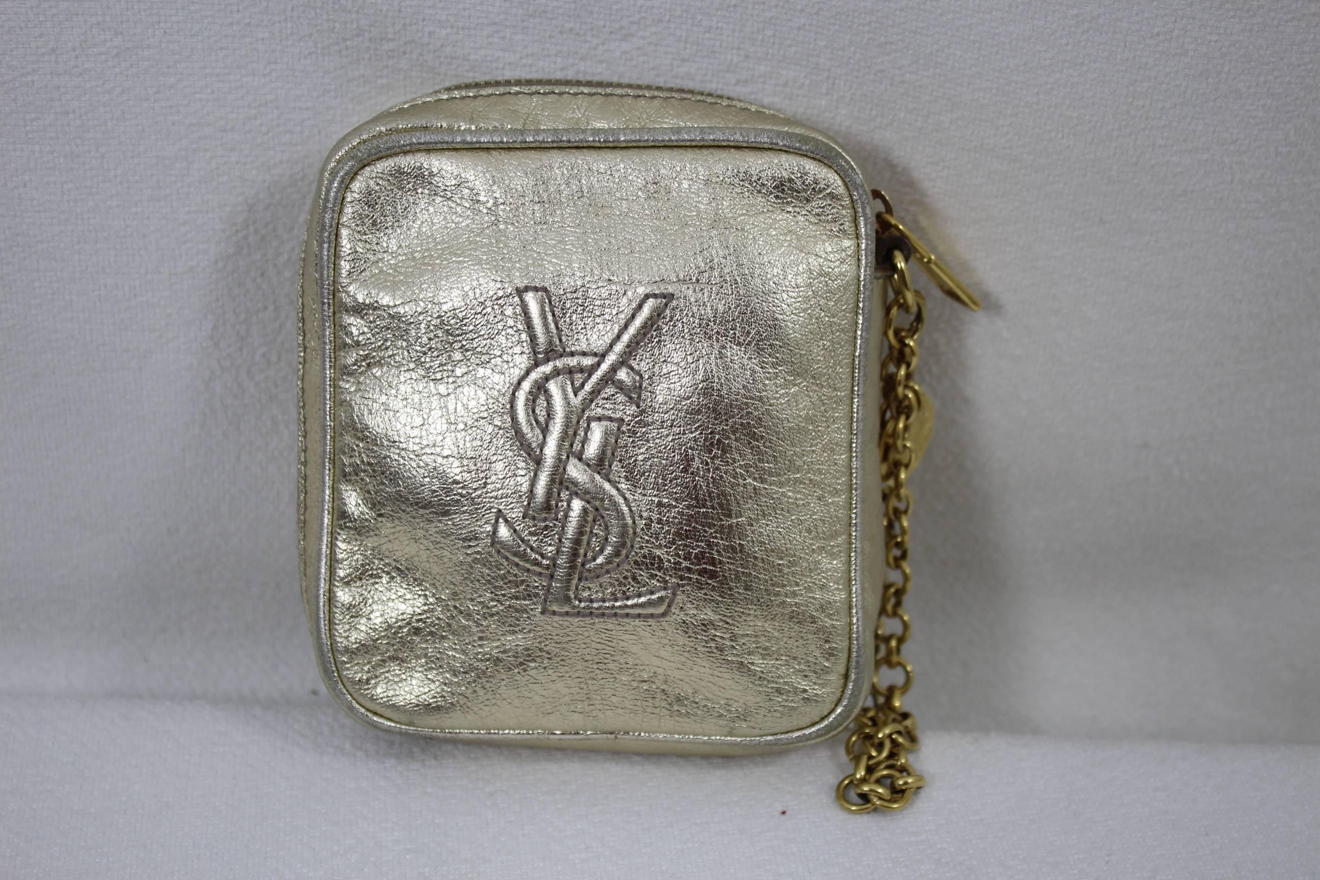 Brown Vintage Yves Saint Laurent Golden Leather Small Evening bag