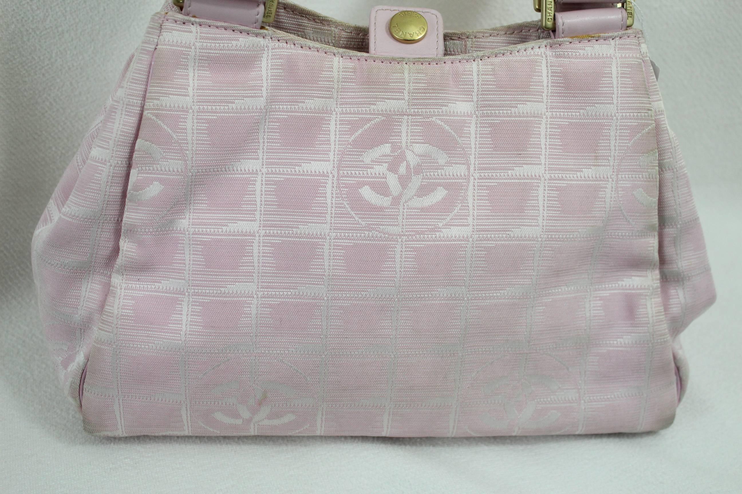 Gray Chanel Pink Canvas Vintage Bag. Fair Condition