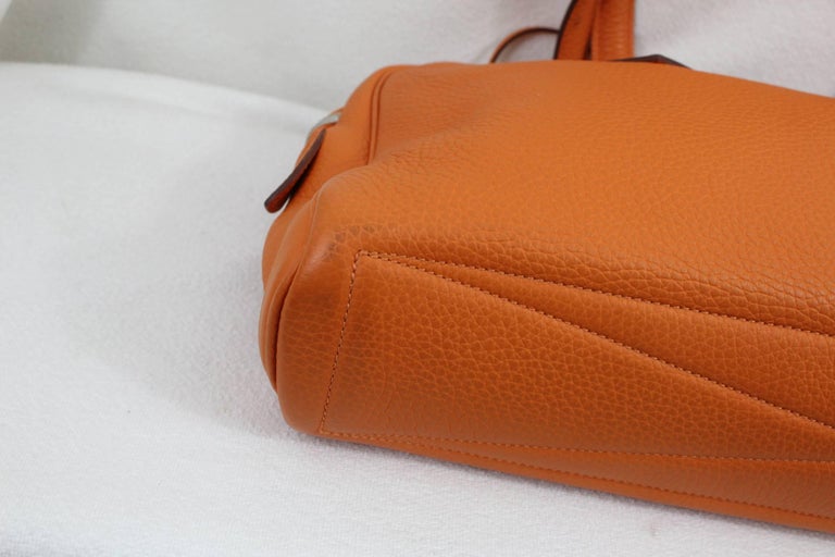2011 Hermes Victoria Bag in Orange Clemence Taurillon Grained Leather ...