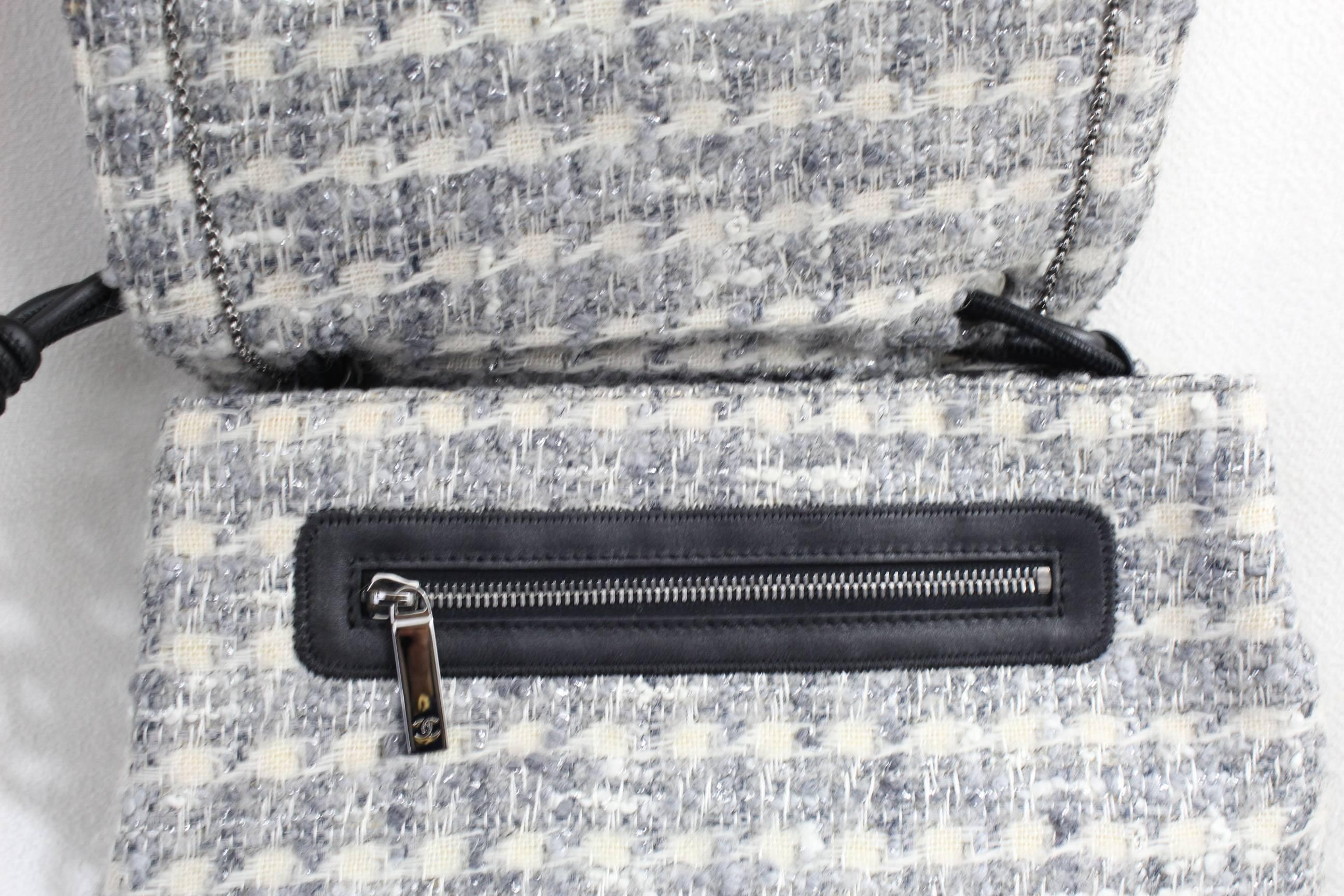 Gray Chanel Tweed Camelia Messenger Bag. Seen in 2005 Catwalk Look 21