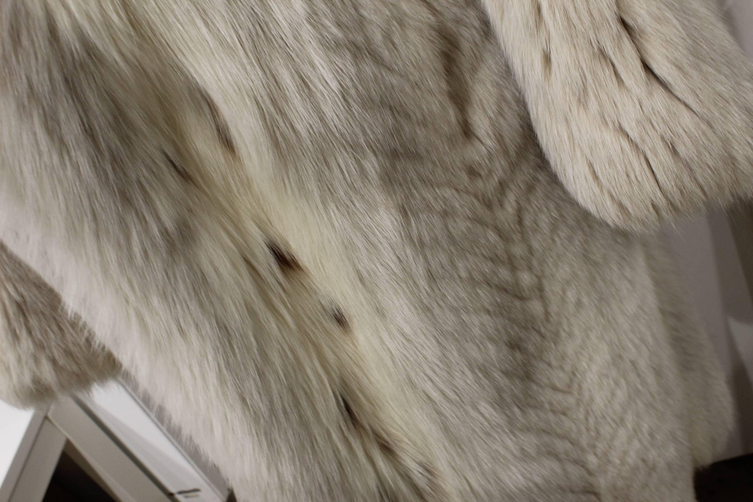 Brown Vintae Silver Fox Long  Fur Coat 