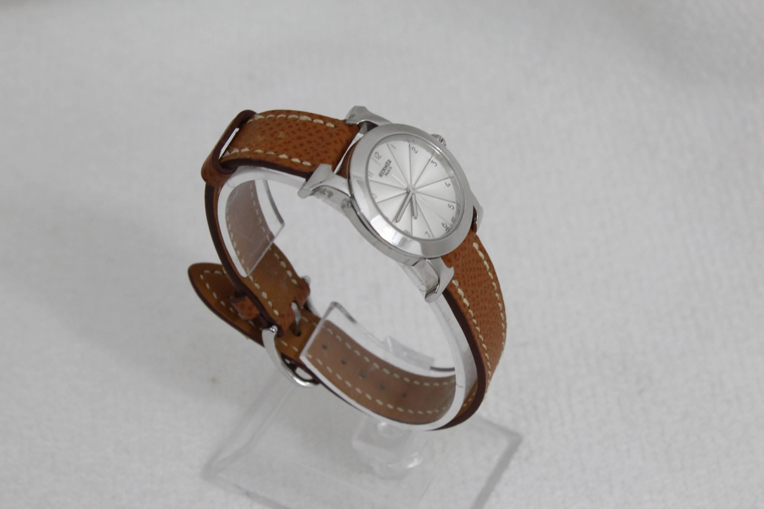 Hermes Heure H Ronde Stainless Steel Female Watch  In Excellent Condition In Paris, FR