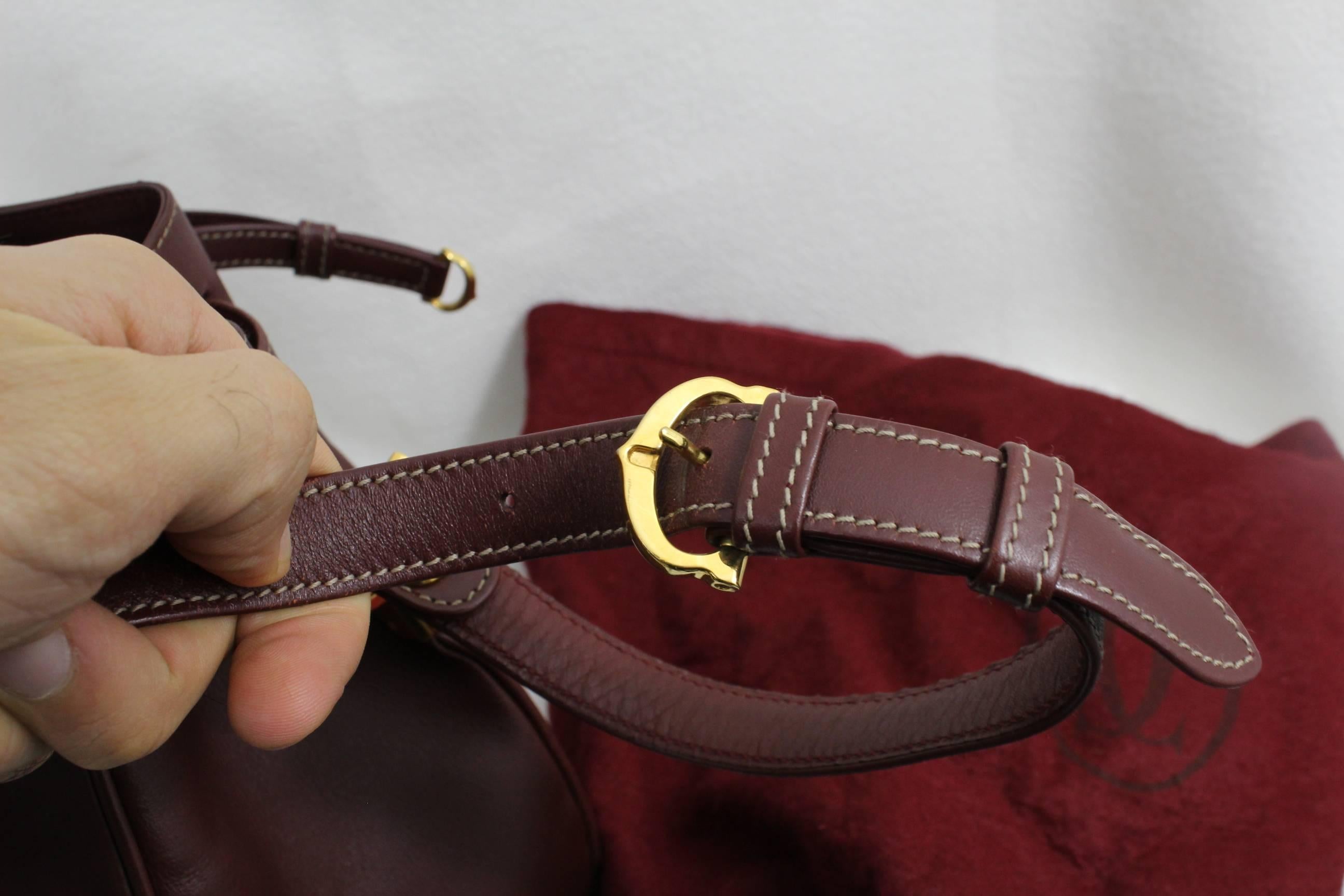 Black Cartier Vintage Burgundy Bucket Leather Bag