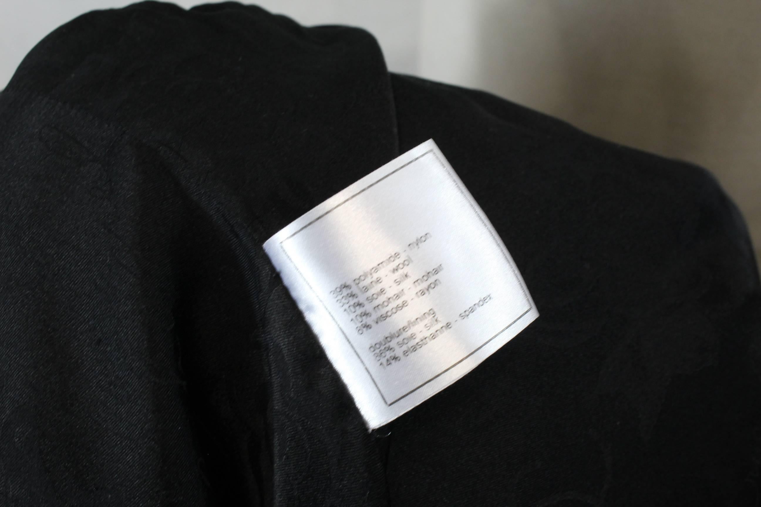 Chanel 2010 Black Tweed Long Jacket with Zips. Size 38 2