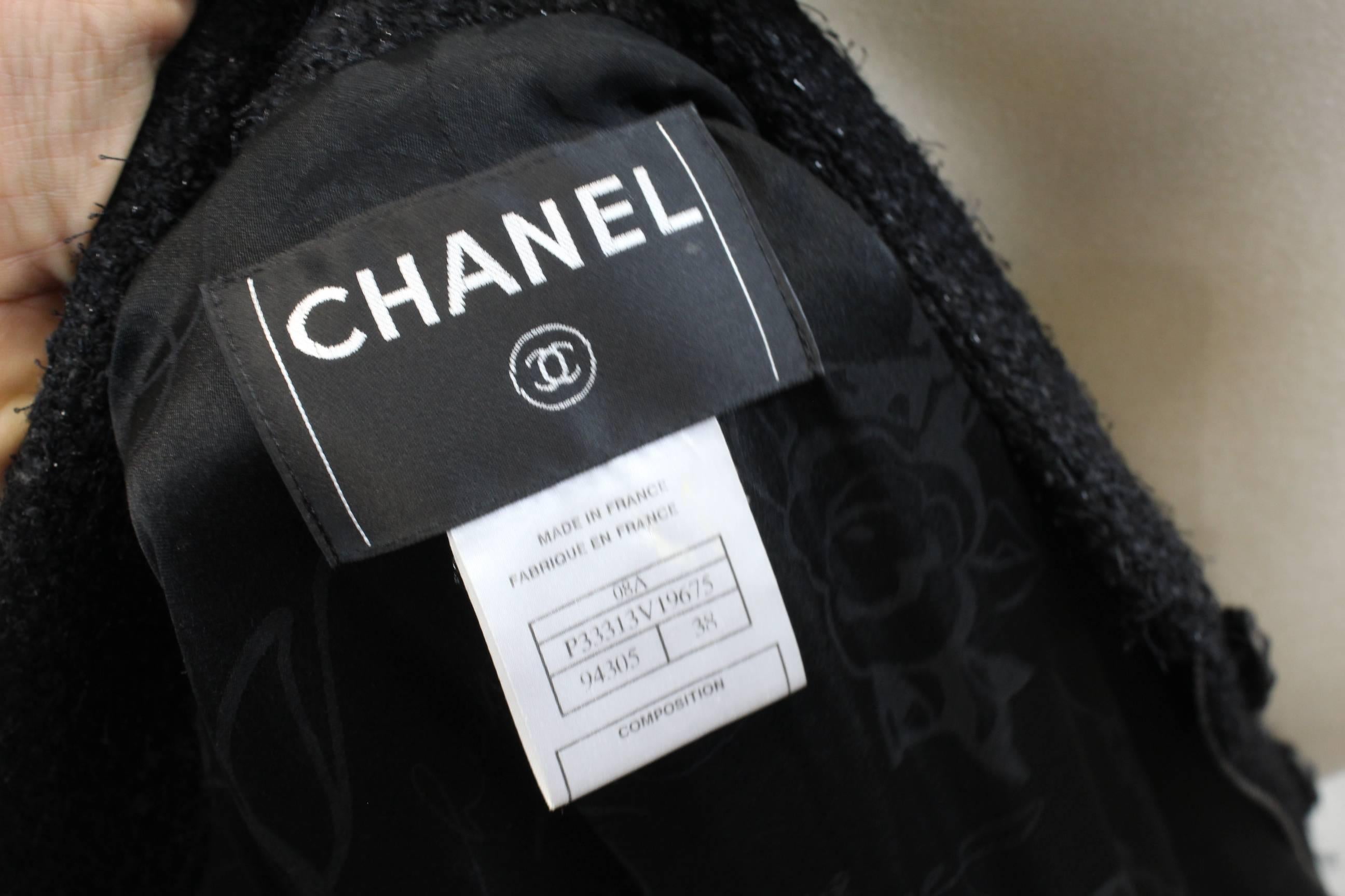 Chanel 2010 Black Tweed Long Jacket with Zips. Size 38 1
