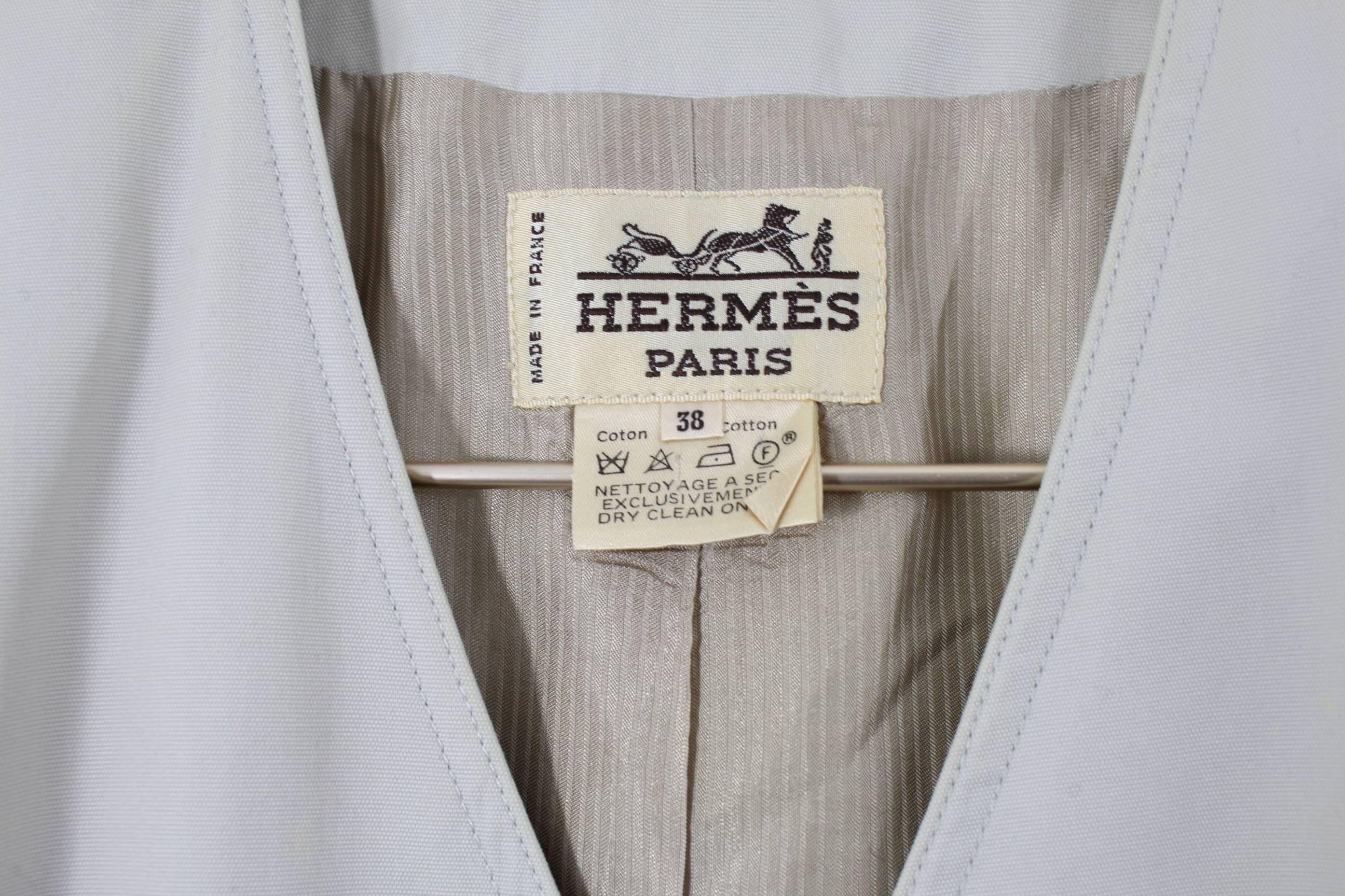 Gray Vintage Hermes Blazer in Cotton with Chaine D'ancre Buttons Size Fr 38
