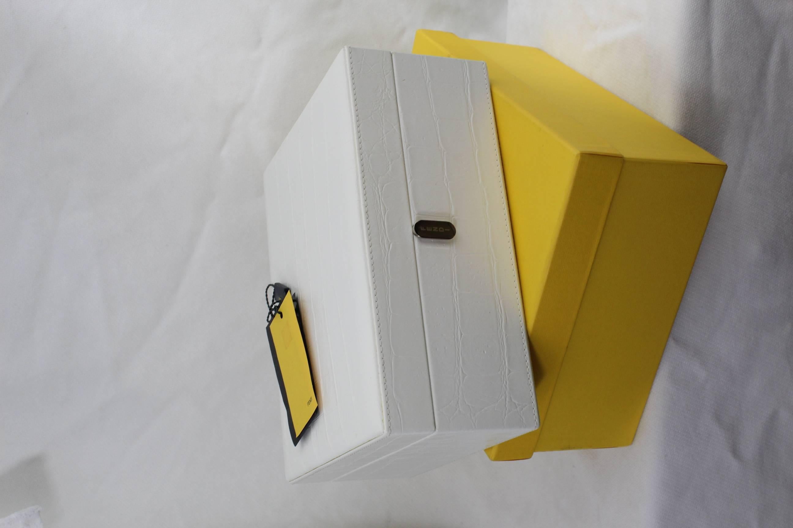 Women's or Men's 2011 Fendi White Fake Croco Jewlery Box For Sale