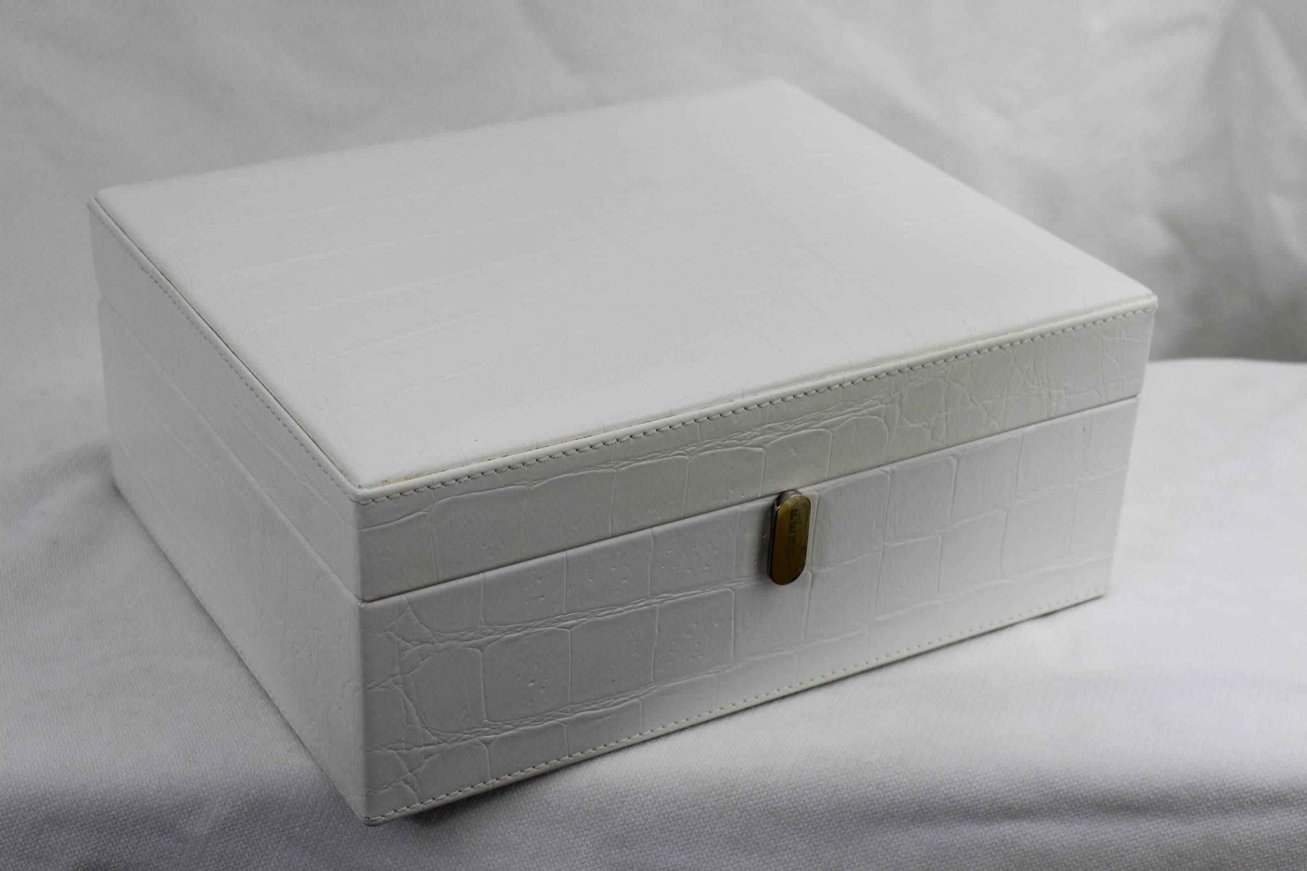 Gray 2011 Fendi White Fake Croco Jewlery Box For Sale