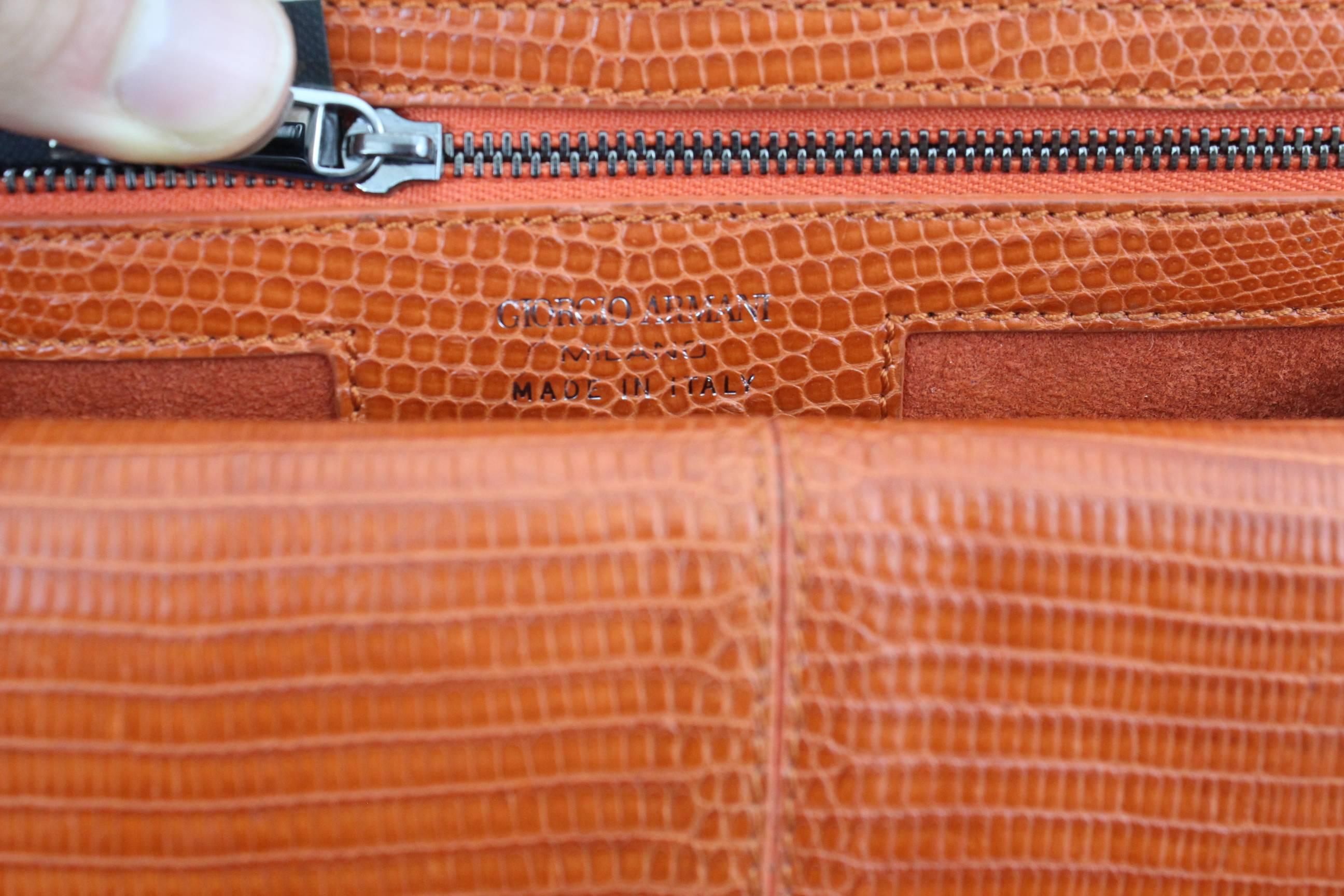 Giorgio Armani Shoulder Orange Lizard Bag 1