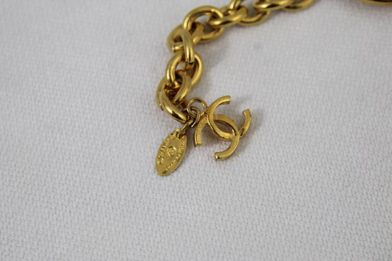 Chanel Golden Vintage Logo Bracelet For Sale at 1stdibs