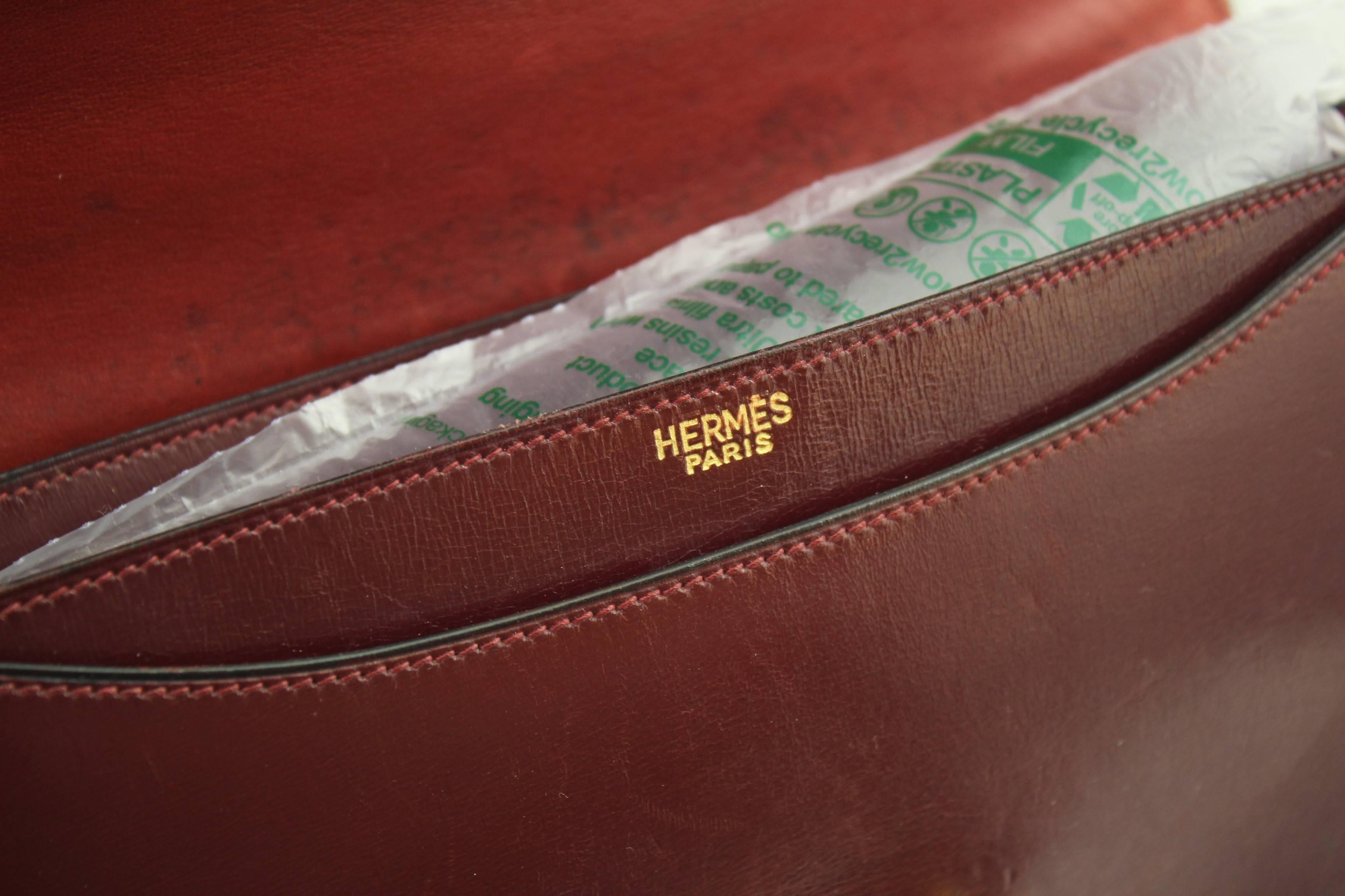 Black Hermes Vintage Bag Fontbelle Burgundy Box leather, 1960s