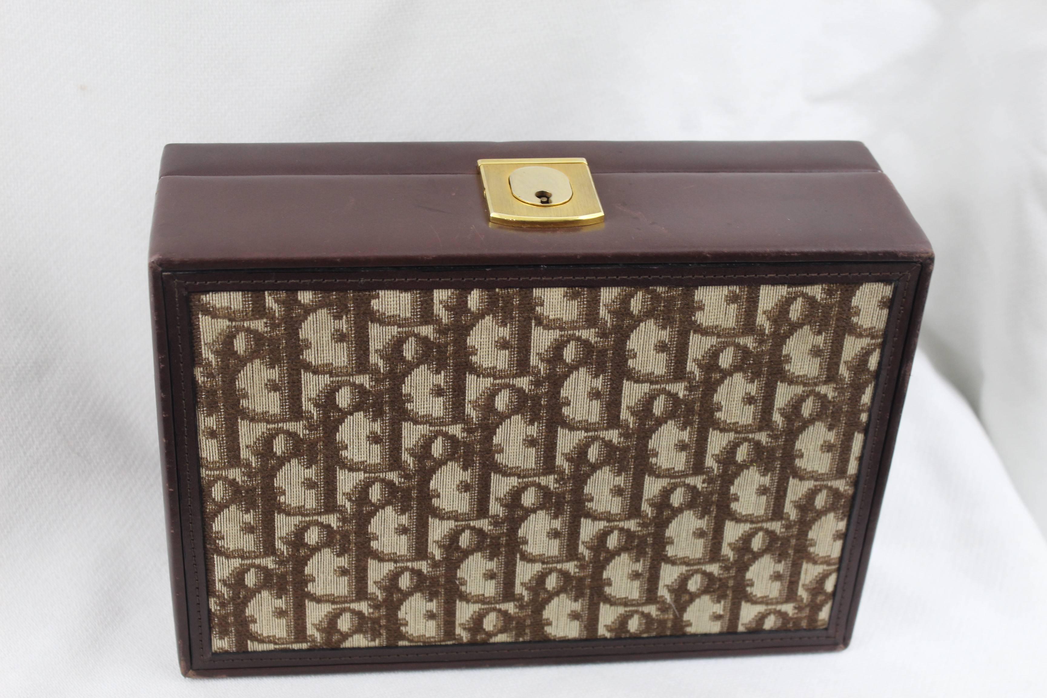 Dior Vintage Monogram Jewelry Case in leather and Canvas 1