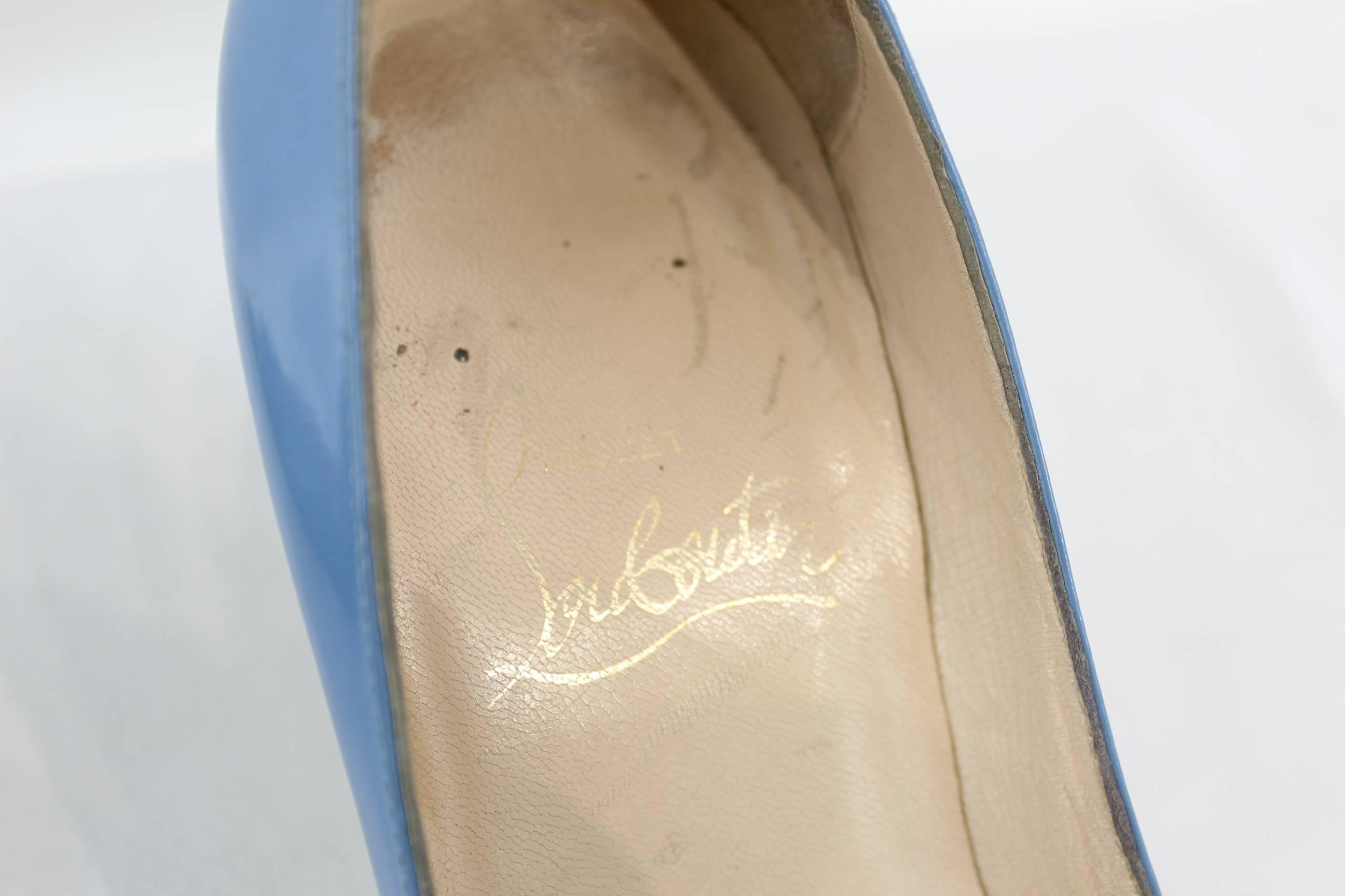 Louboutin Blue patented and Cord shoes S.36, 5 In Fair Condition For Sale In Paris, FR