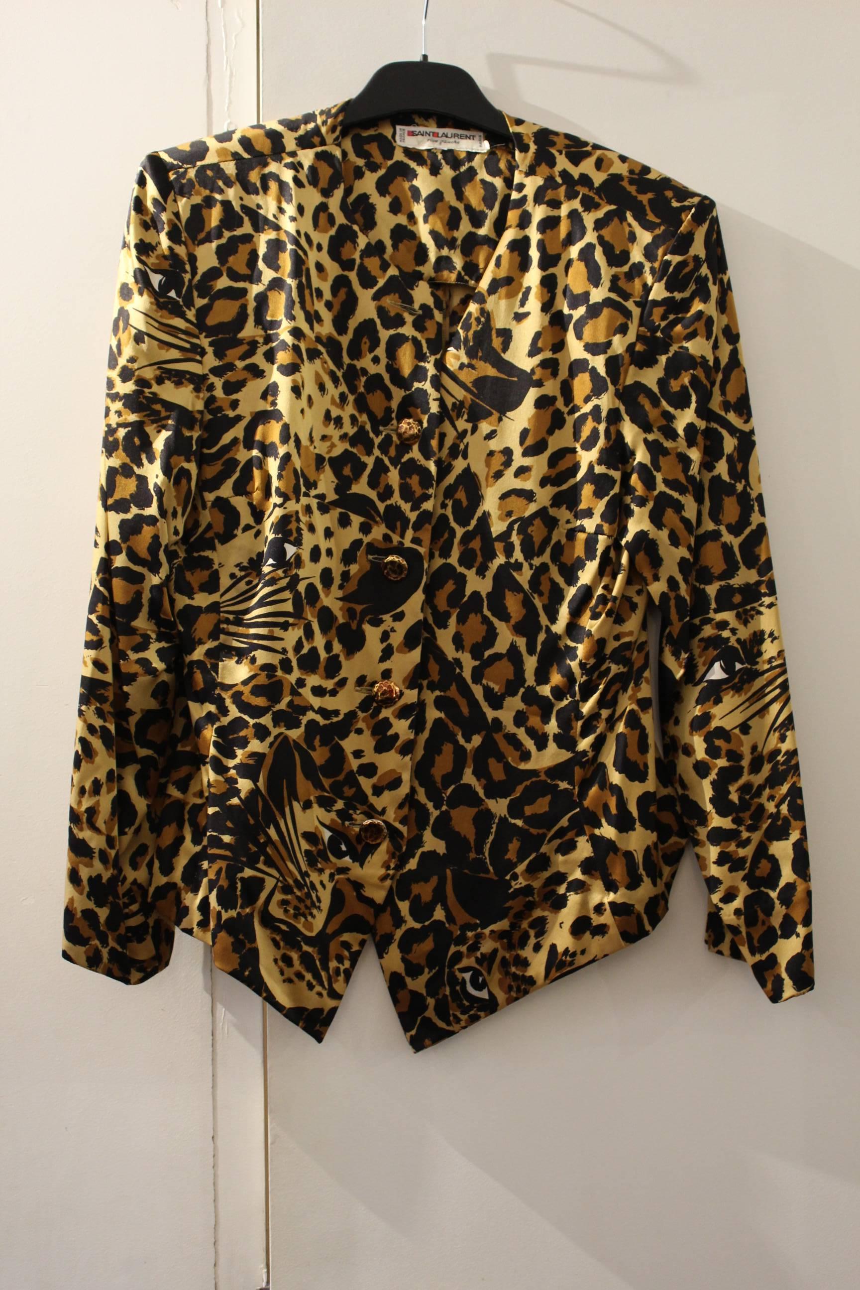 Women's Yves Saint Laurent Vintage Leopard Printing Blouse For Sale