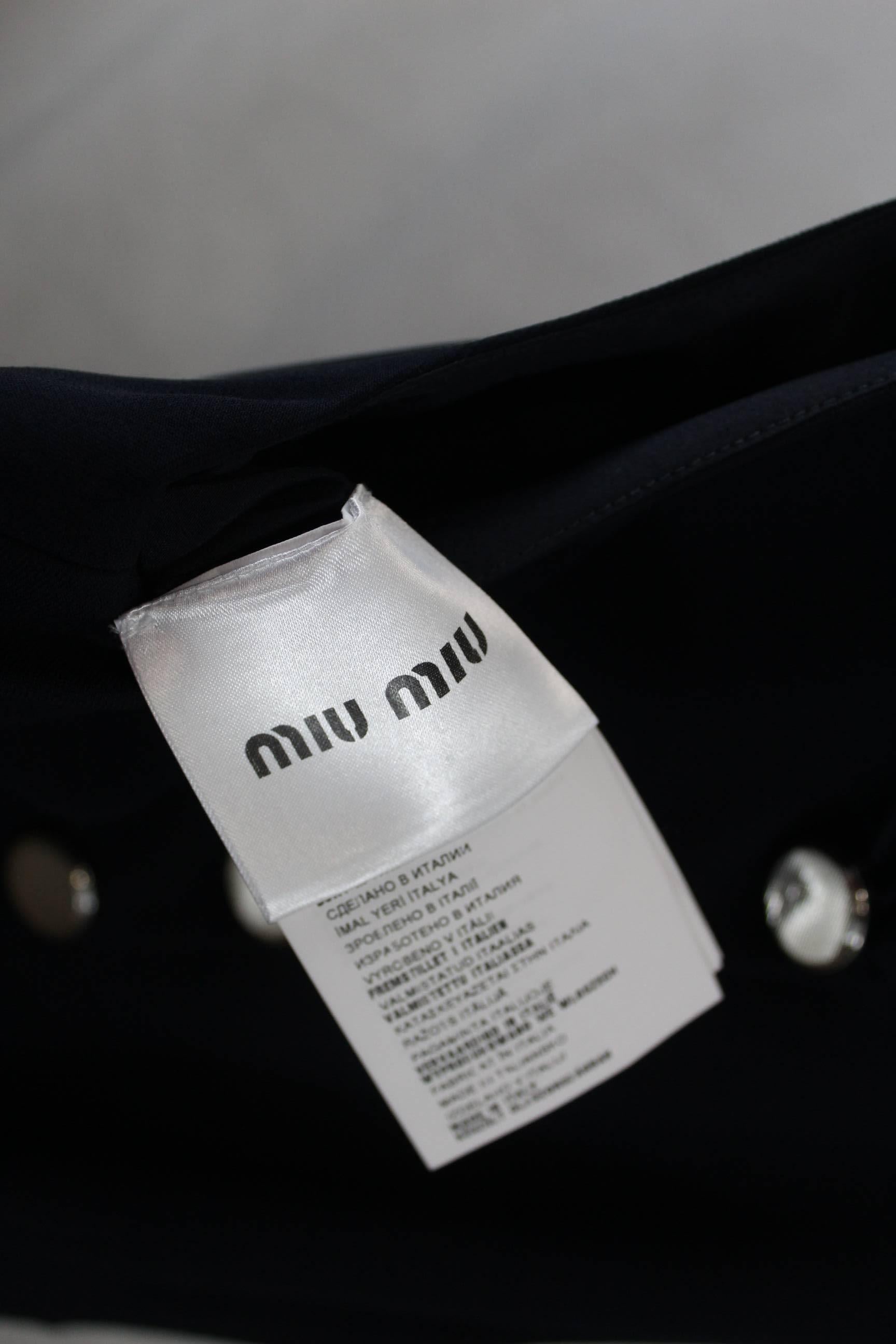 Black Miu Miu Navy Day Dress in excellent condition. Retail Price 1300$. S 36 For Sale