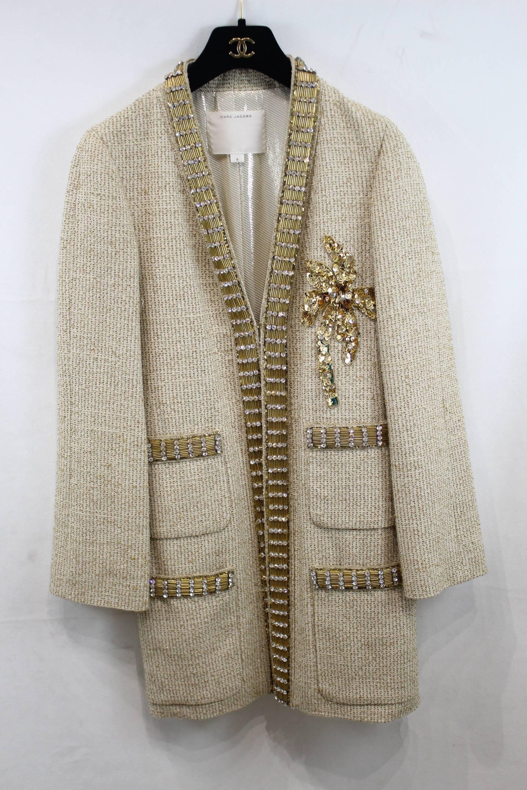 Women's Marc Jacobs Golden Jacket with amazing broosery work. Size US 0