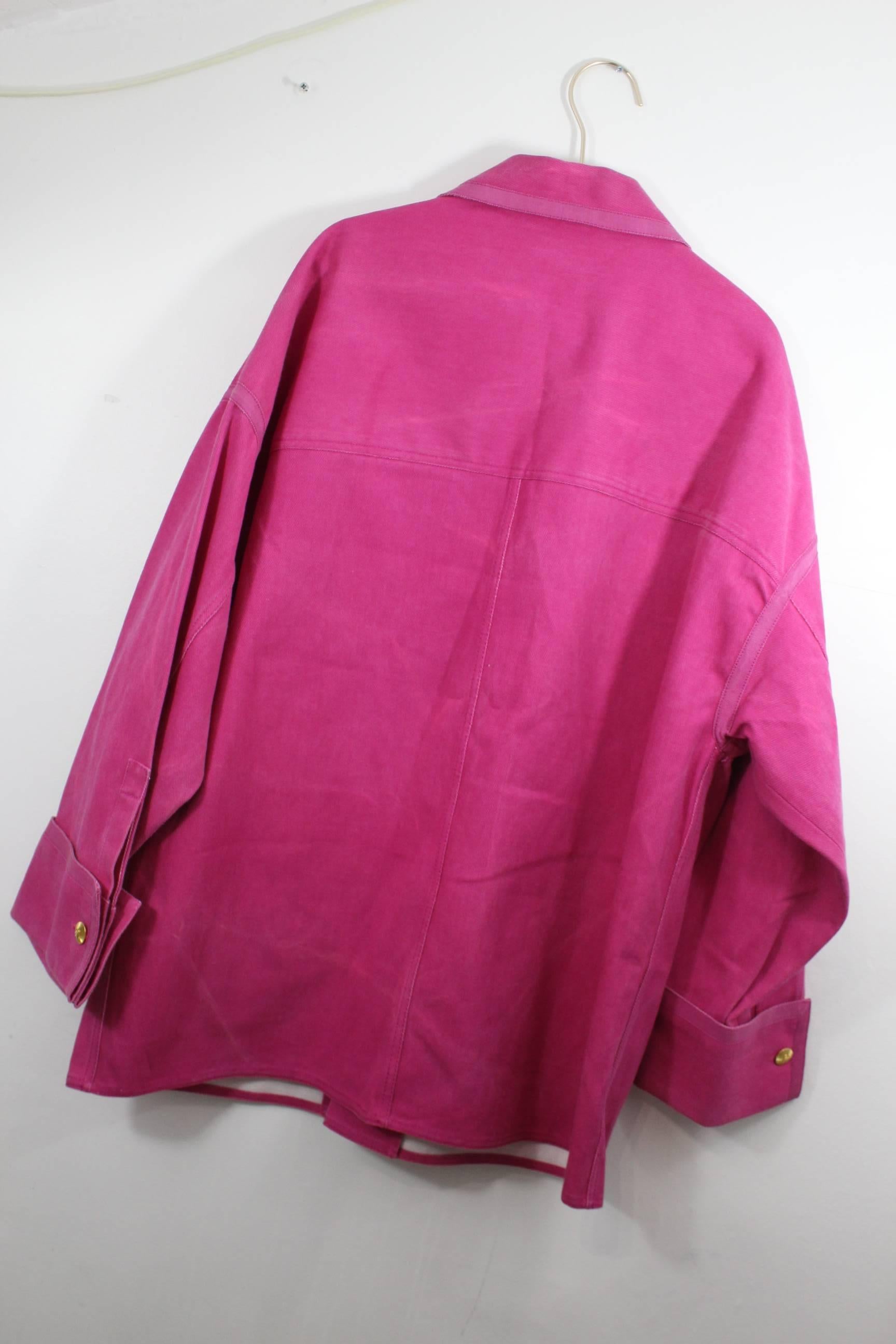 Iconic 1991  Collection Vintage Pink Jean Chanel Suit (Jacket + Trouser)  In Fair Condition In Paris, FR