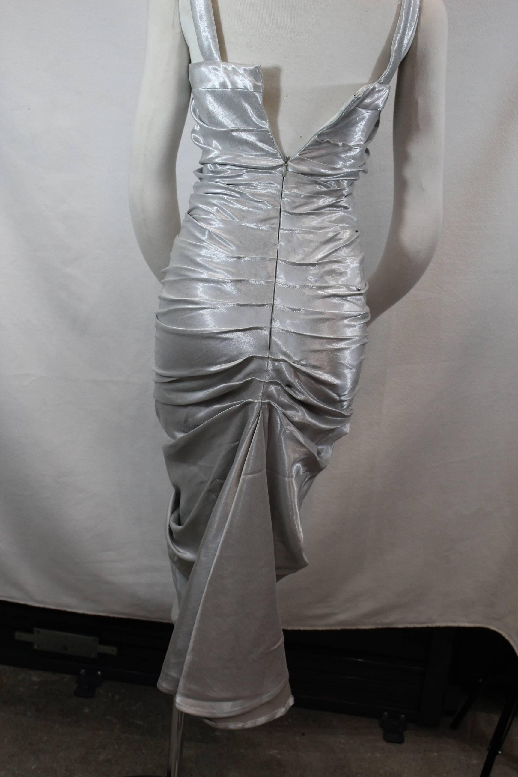 Amazing 2006 Paco Rabanne Silver Dress / Gown. Size 36 French In Excellent Condition In Paris, FR