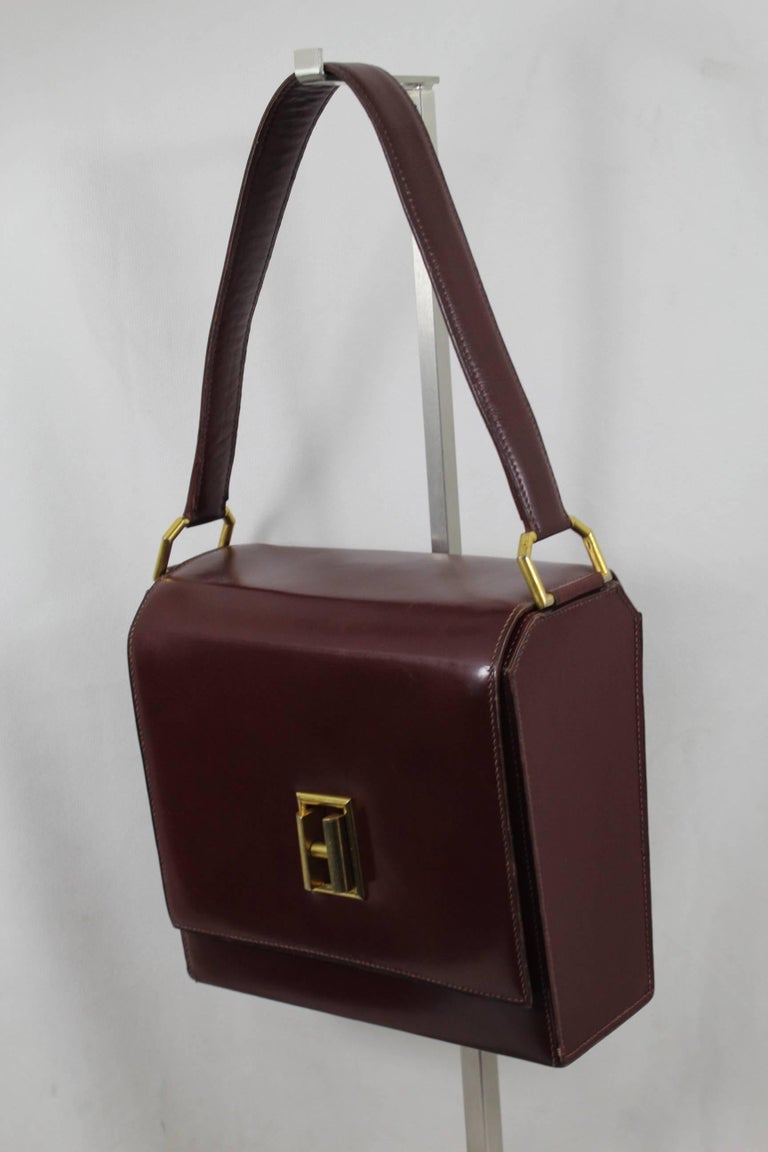 24 Fbg St Honoré Vintage Hermes Burgundy leather Bag at 1stDibs