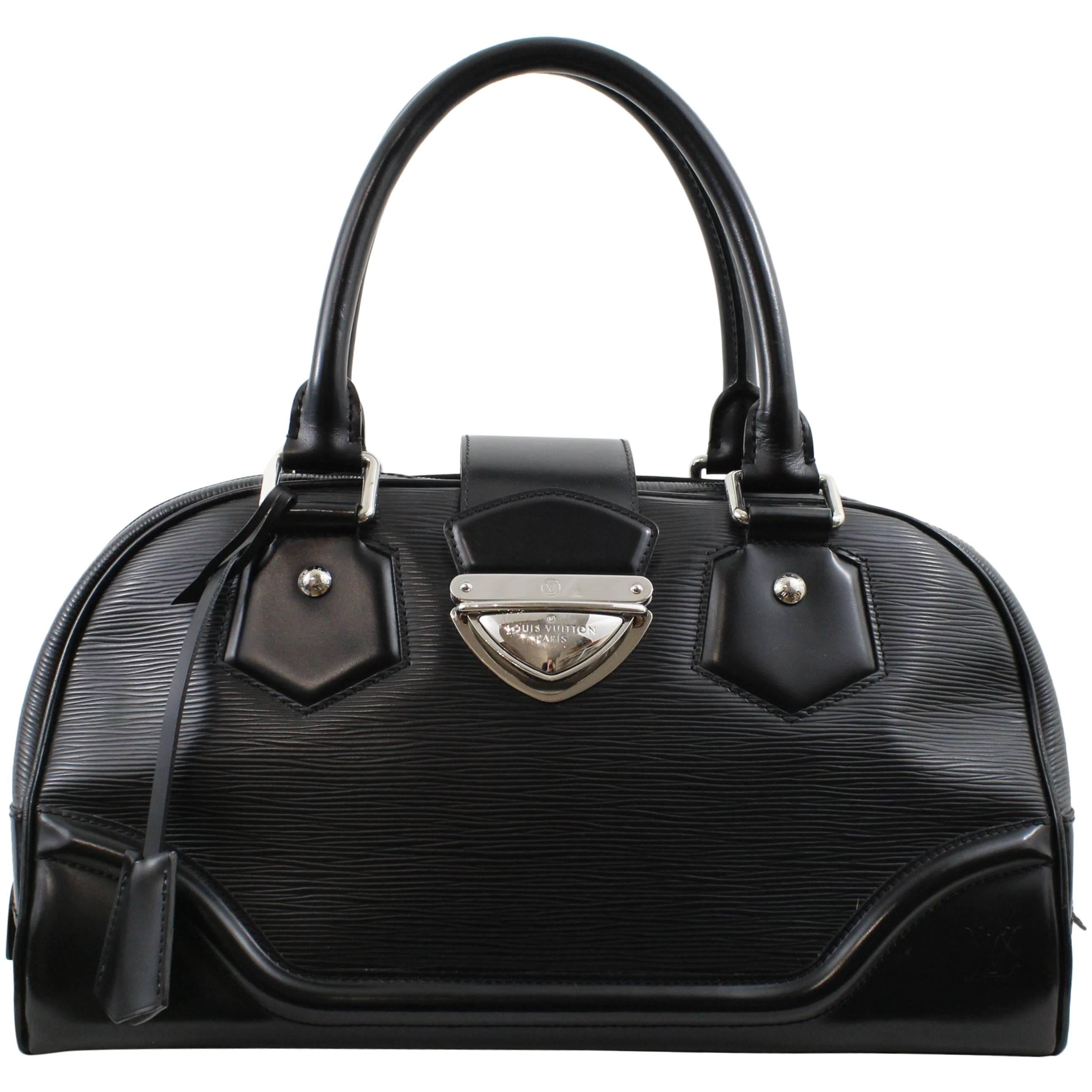 Louis Vuitton Black Epi Leather Montaigne Bowling Bag For Sale