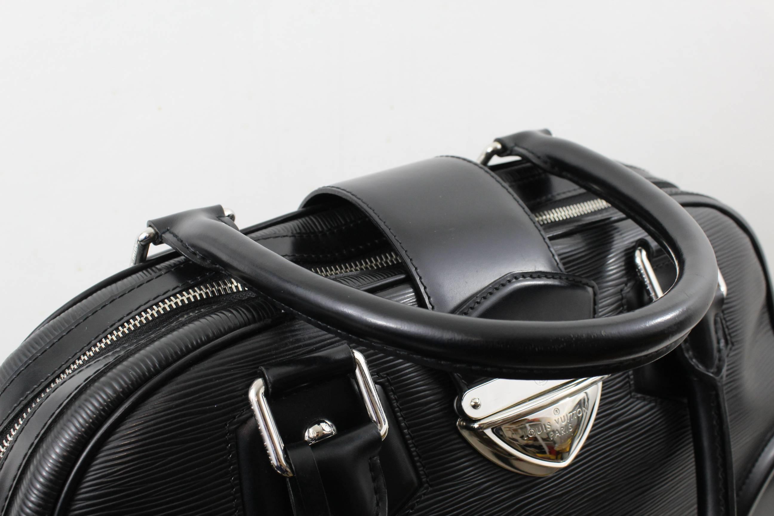 Louis Vuitton Black Epi Leather Montaigne Bowling Bag For Sale 1
