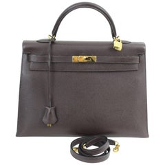 2008 Hermes Brown Epson Leather Kelly 35 Bag Shoulder Strap. Invoece Hermes Spa