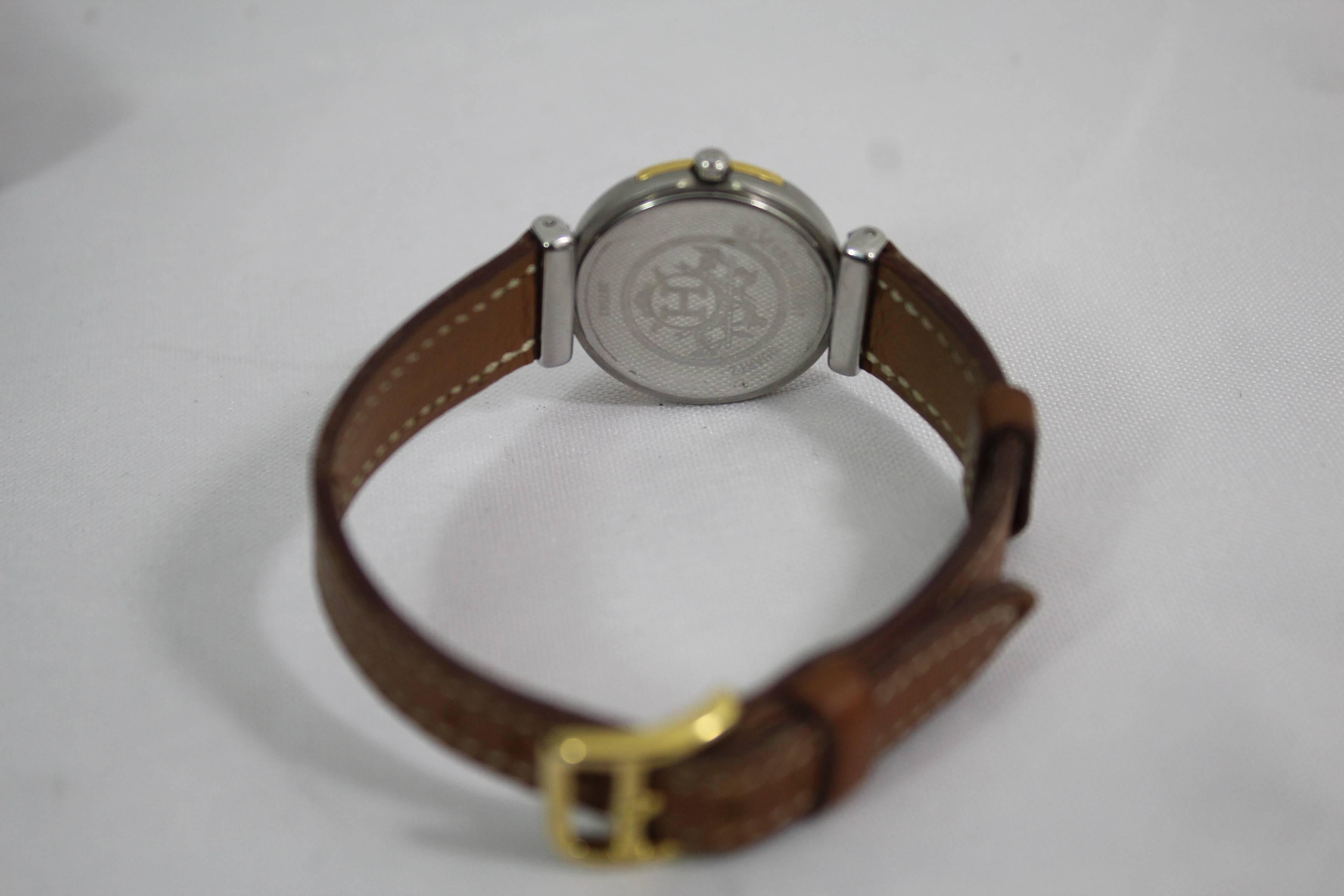 Gold and Steel Hermes Windsor Watch  In Excellent Condition In Paris, FR