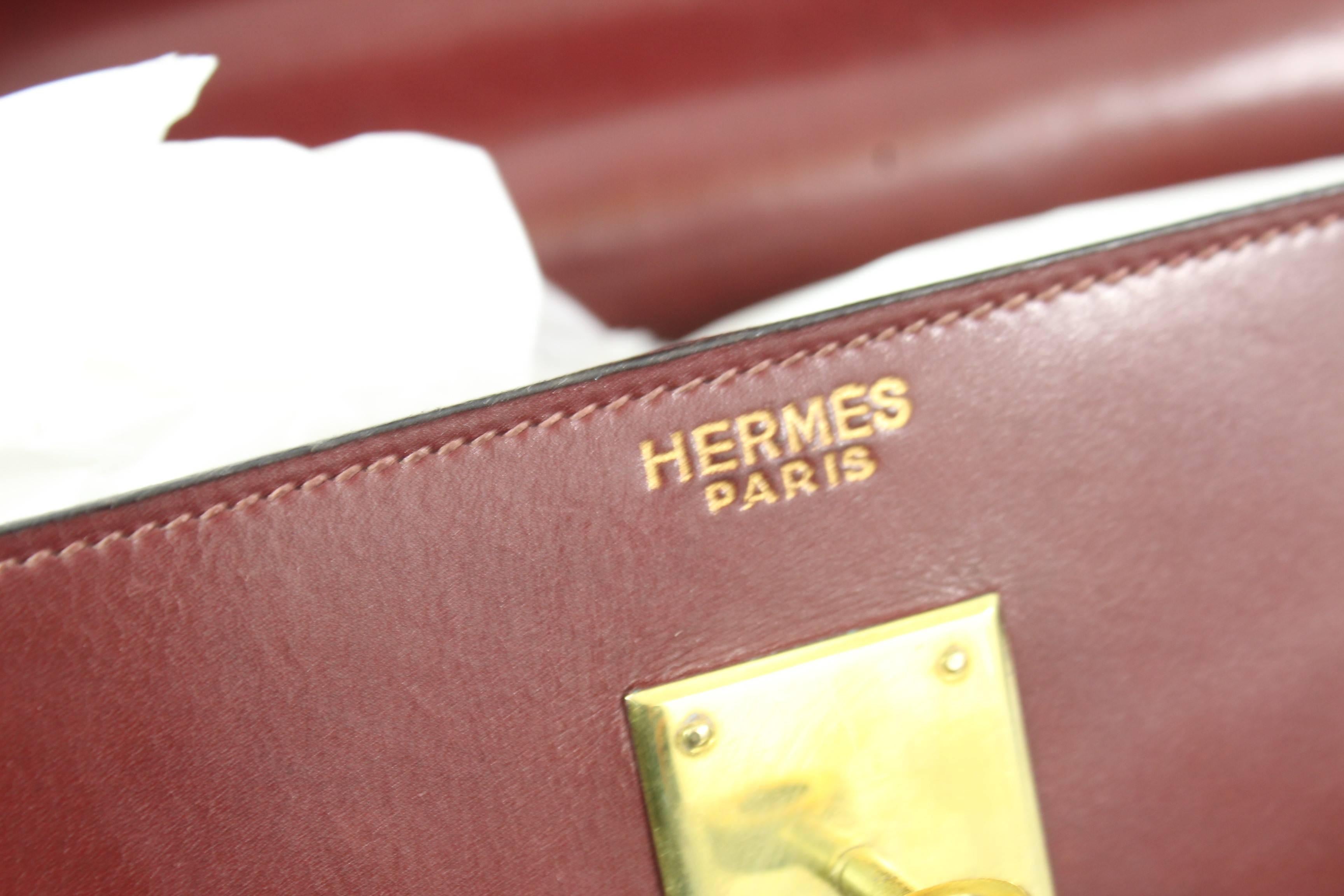 60's Vintage Burgundy  Hermes Kelly 35  1