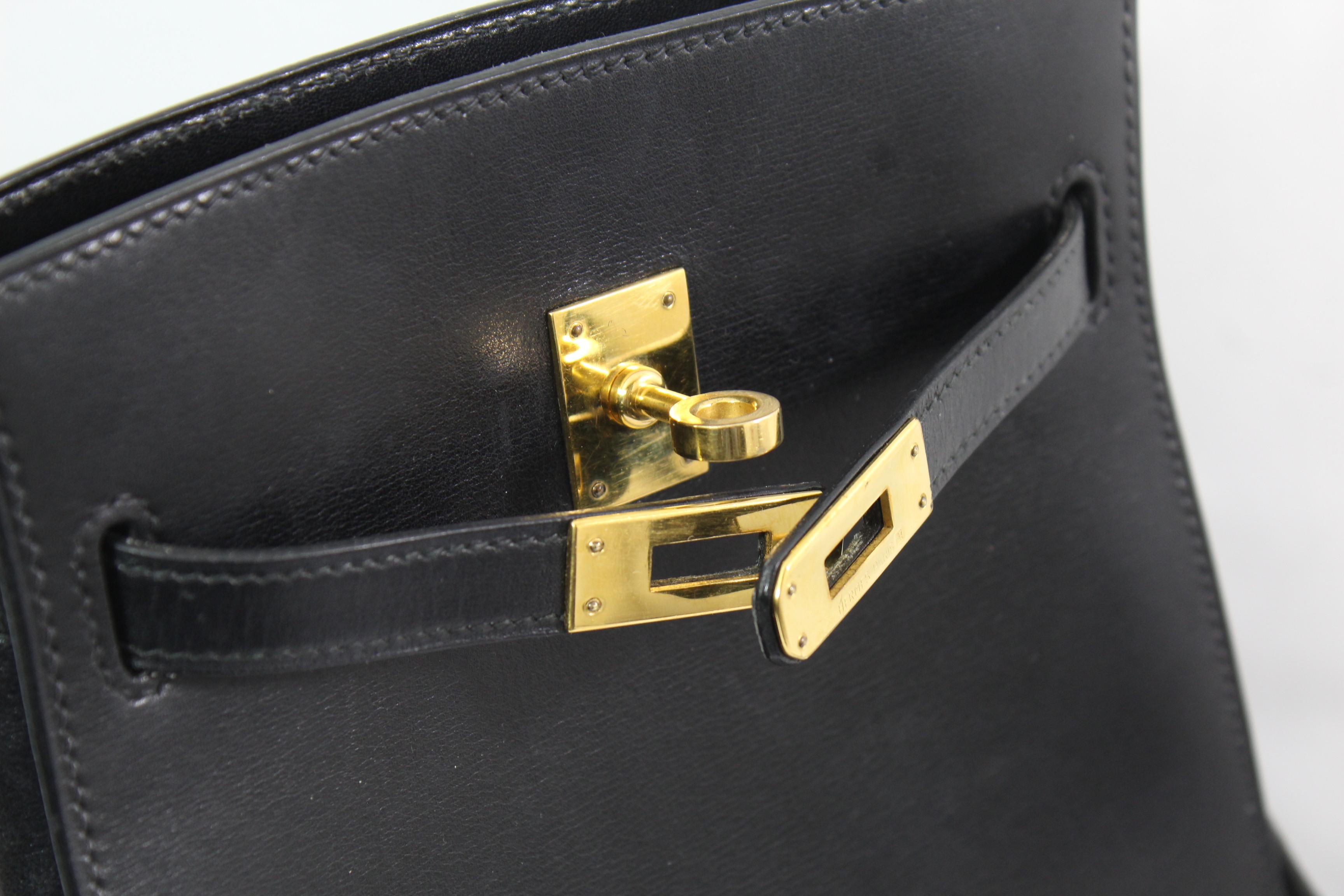 Vintage 1994 Hermes Mini  Kelly Sport Bag in Black Box Leather 2