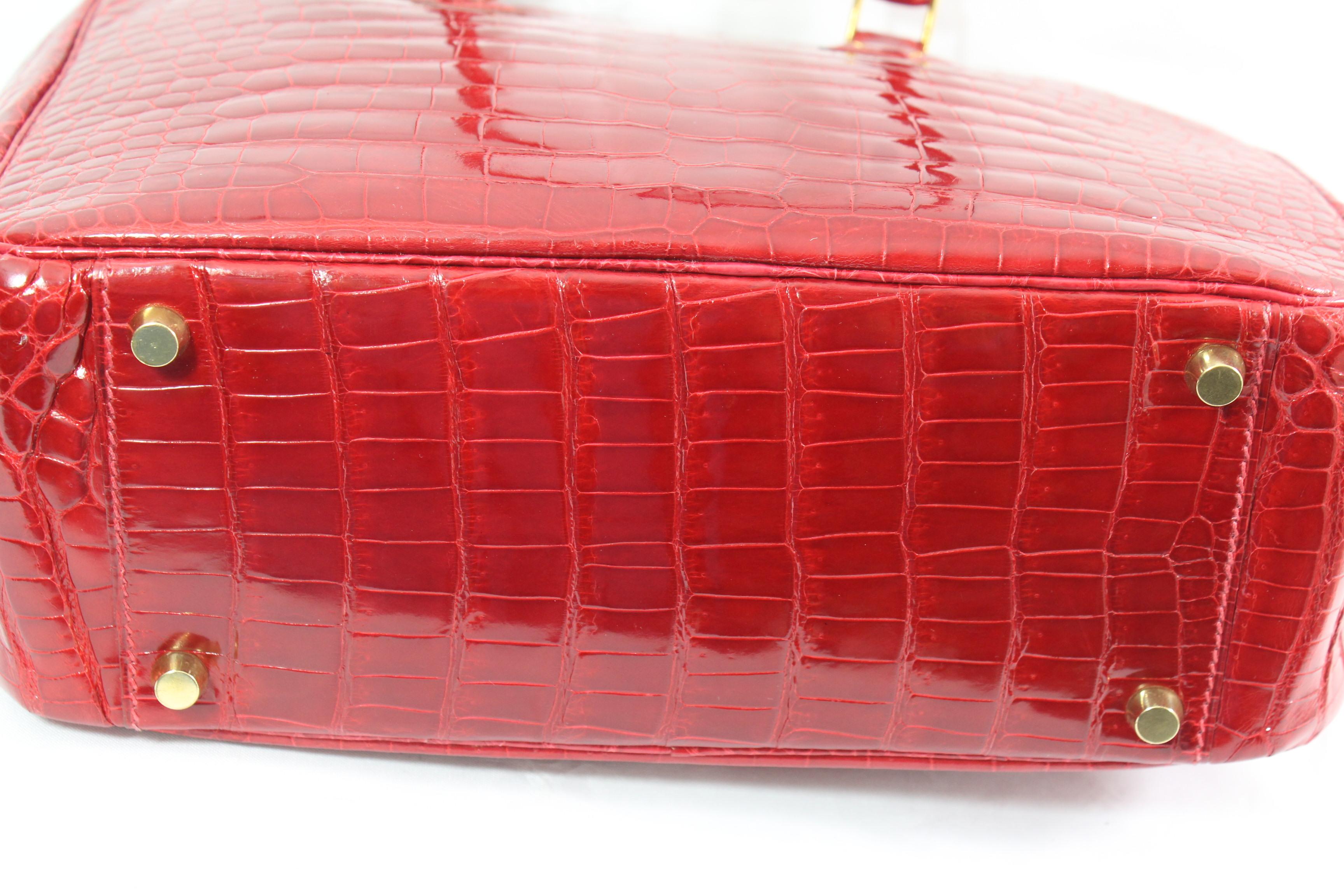 1998 Hermes Plume in Red Porosus Crocodile Leather. Excellent Condition 3