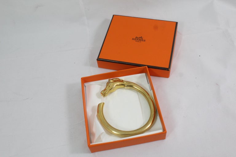 Vintage Golden Silver Hermes Au Galop Bracelet Bangle with Box at 1stDibs