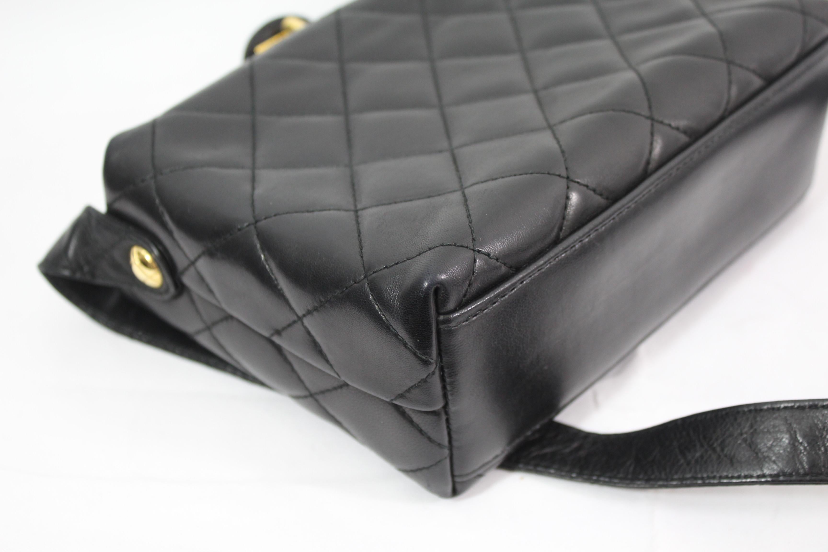 Women's Chanel Semi Rigid Black Quilted Lambskin Leather  Crossbody Bag 