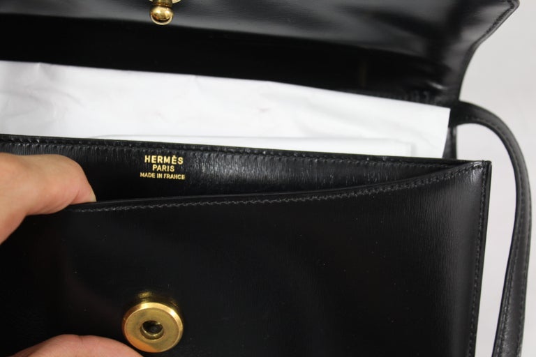 Hermes Vintage Black Leather Crossbody Bag at 1stDibs hermes vintage