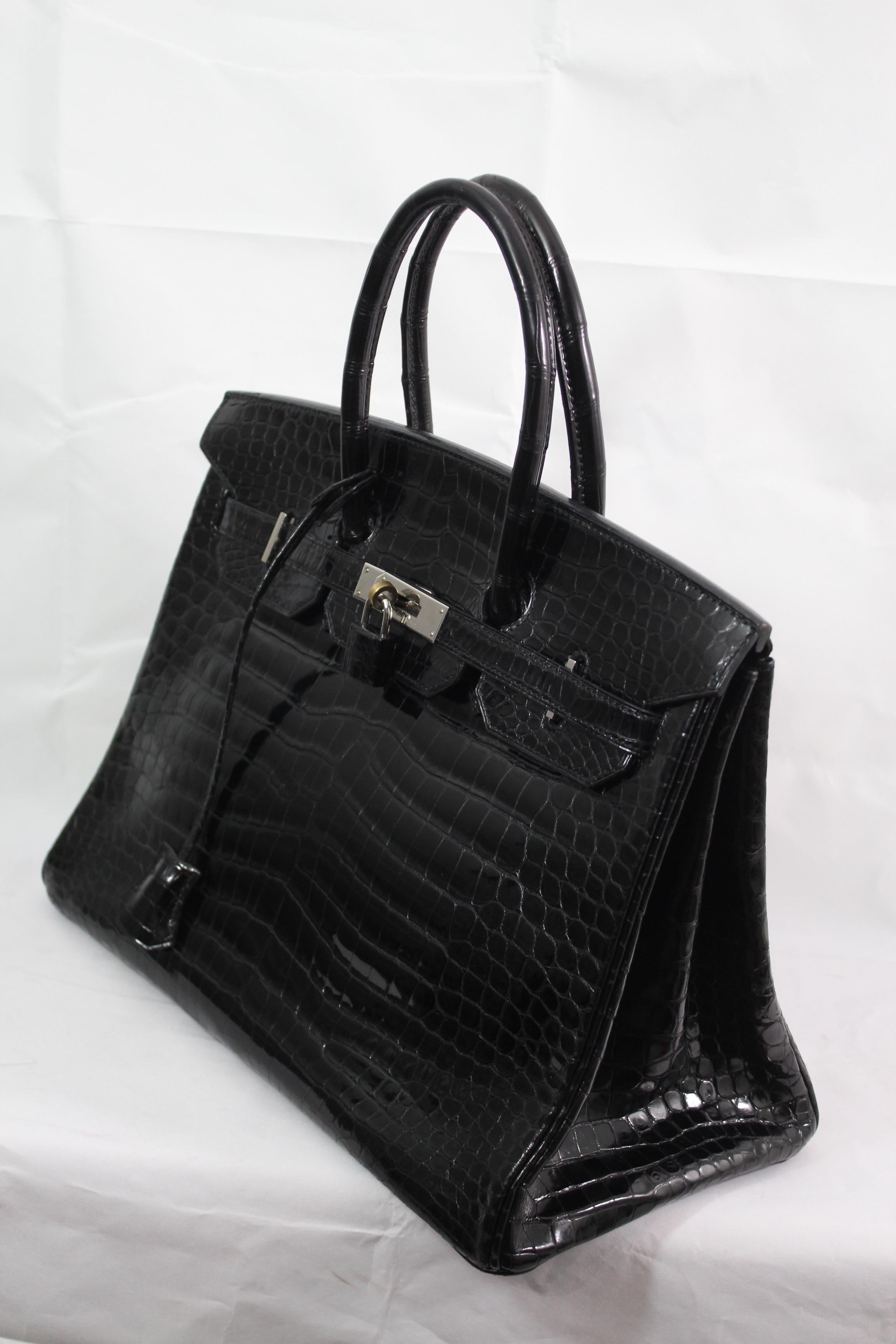 Hermes Black Porosus Crocodile Leather Birkin 30 Bag, 2005  1