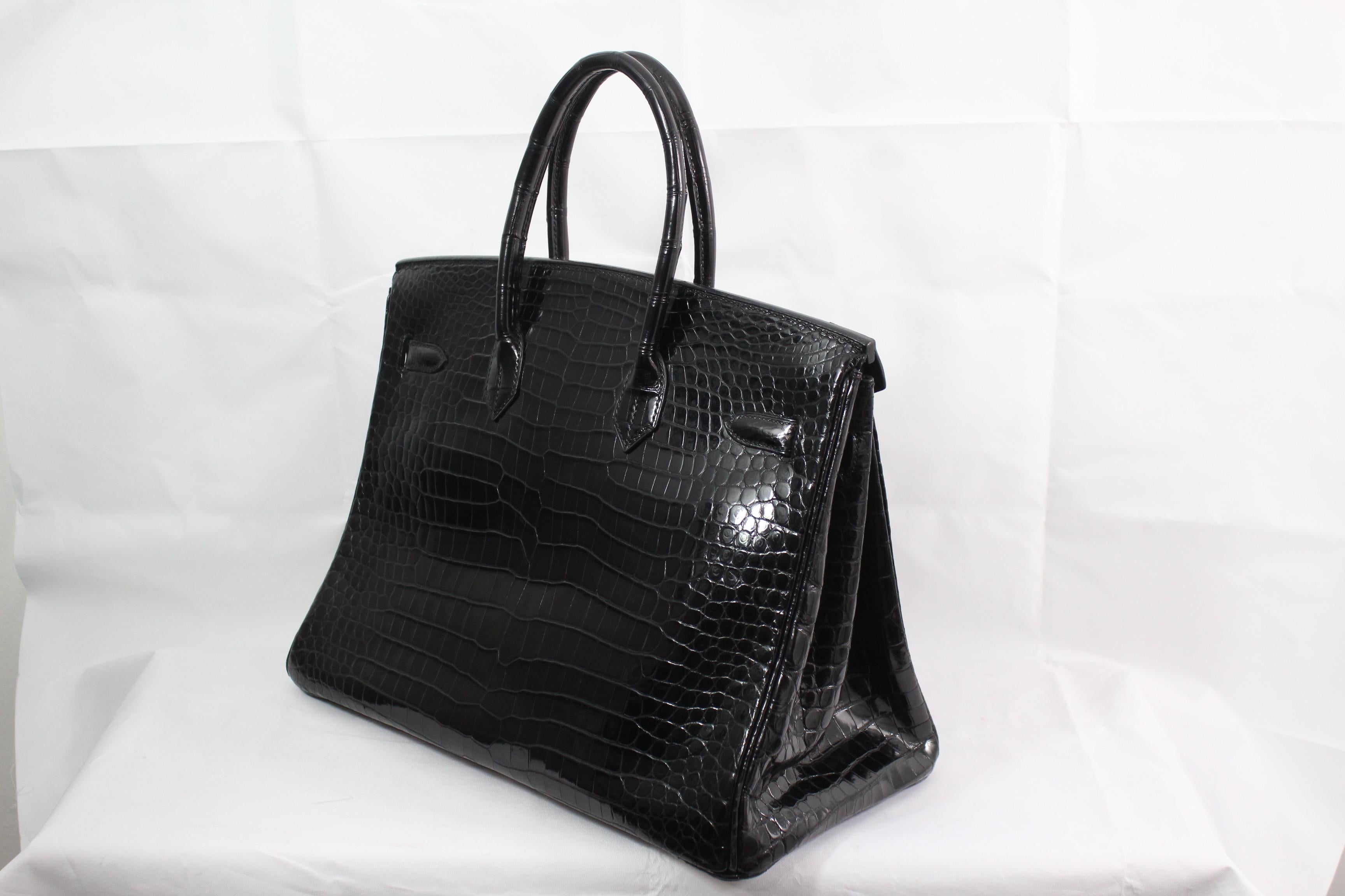 Hermes Black Porosus Crocodile Leather Birkin 30 Bag, 2005  4