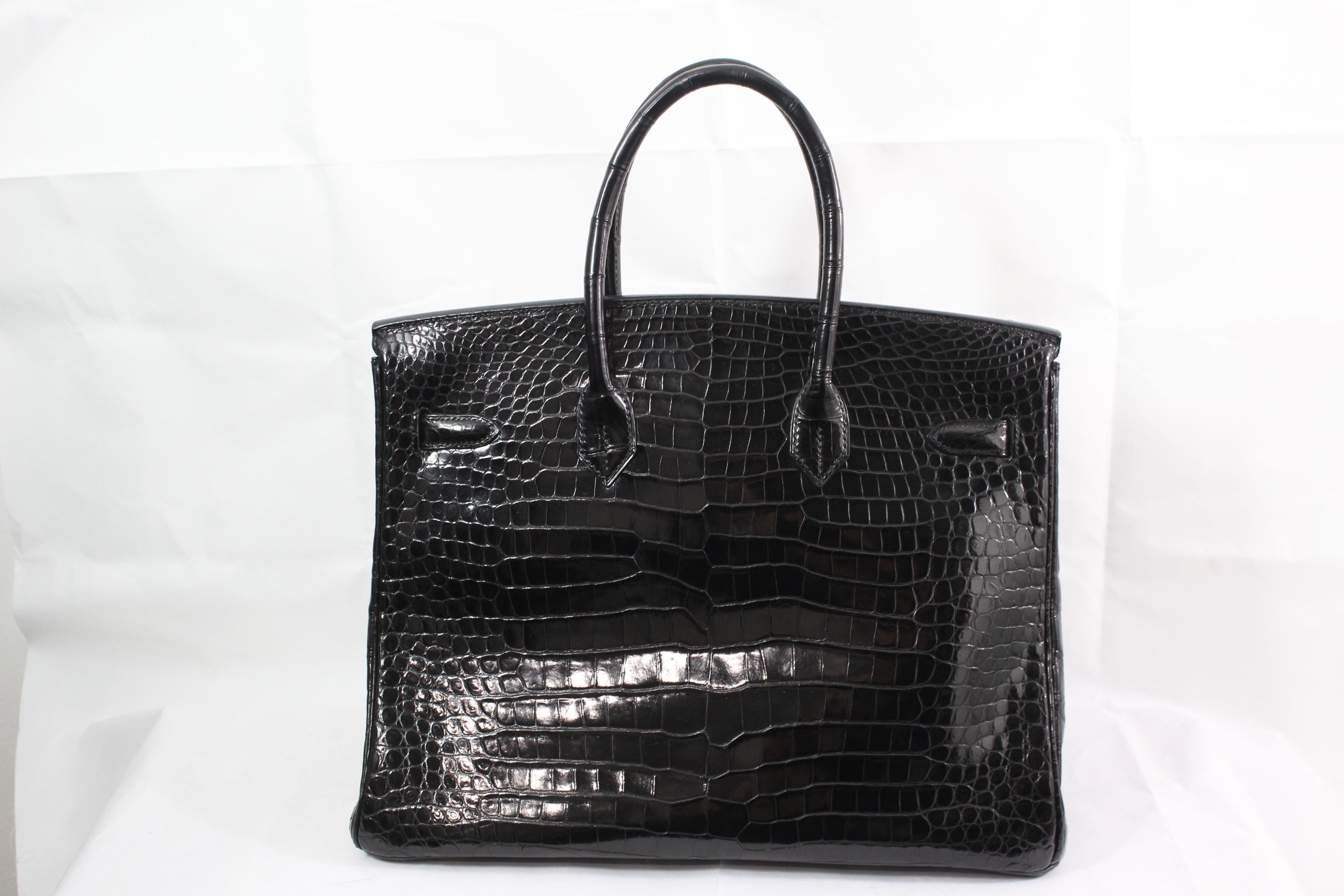 Hermes Black Porosus Crocodile Leather Birkin 30 Bag, 2005  3