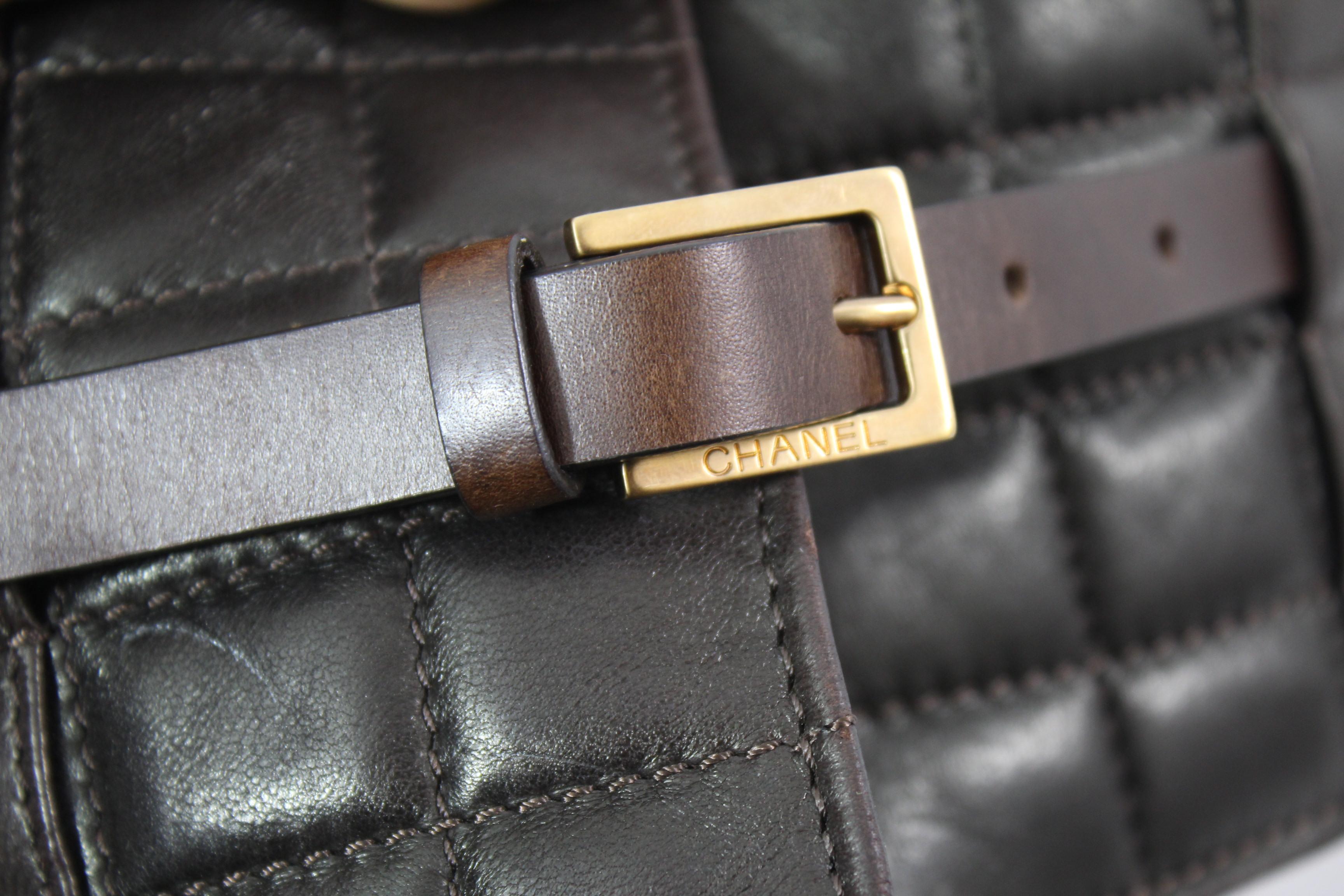 Gray Chanel Wide Brown Leather Belt / Corset. Size 80-85 For Sale