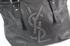Yves Saint Laurent Vintage YSL Studdent Logo BlackLeather Shoulder Bag