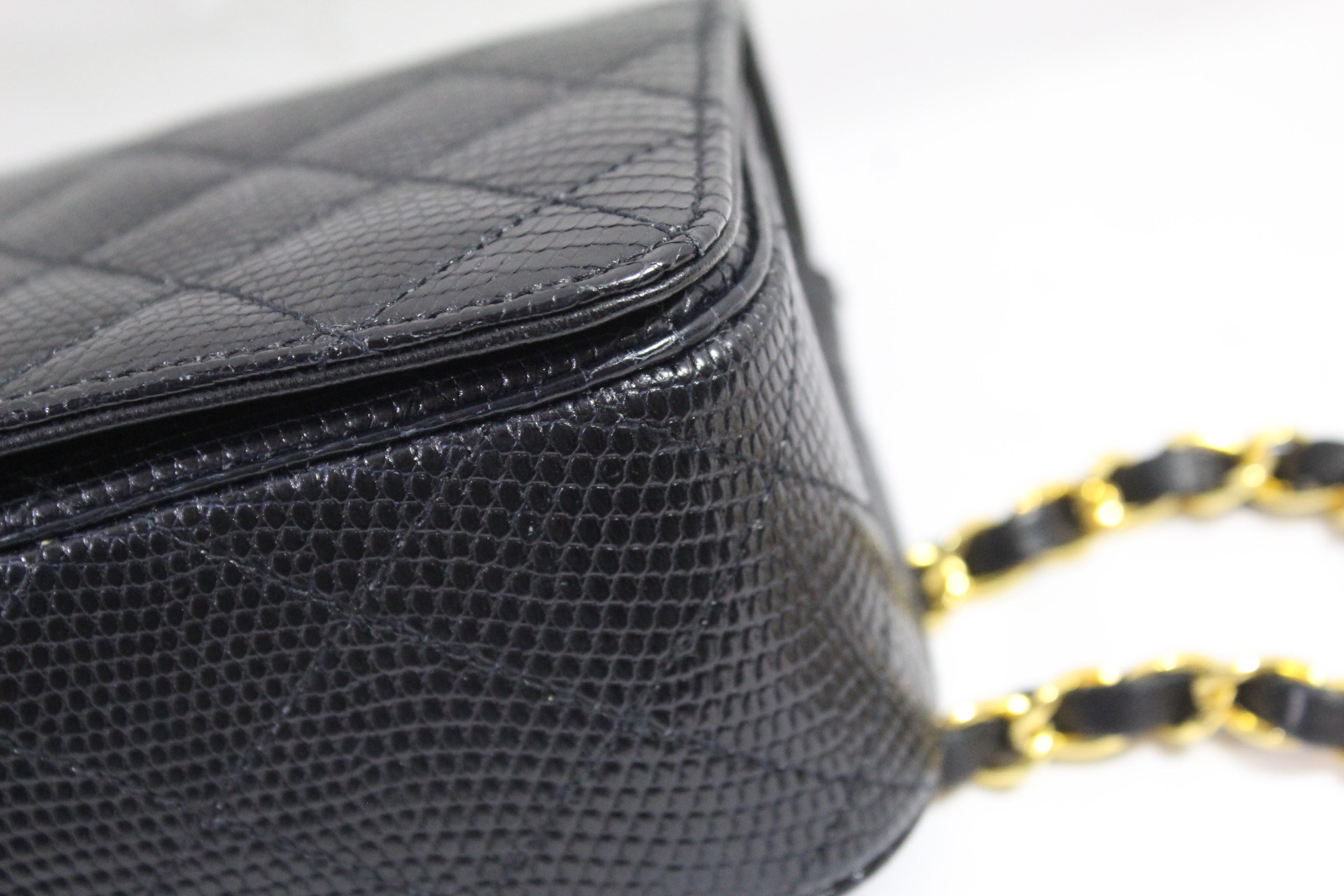 Black Chanel Mini 20 cm Lezard Bag with Golden Hardware 1