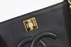 Black Chanel Mini 20 cm Lezard Bag with Golden Hardware