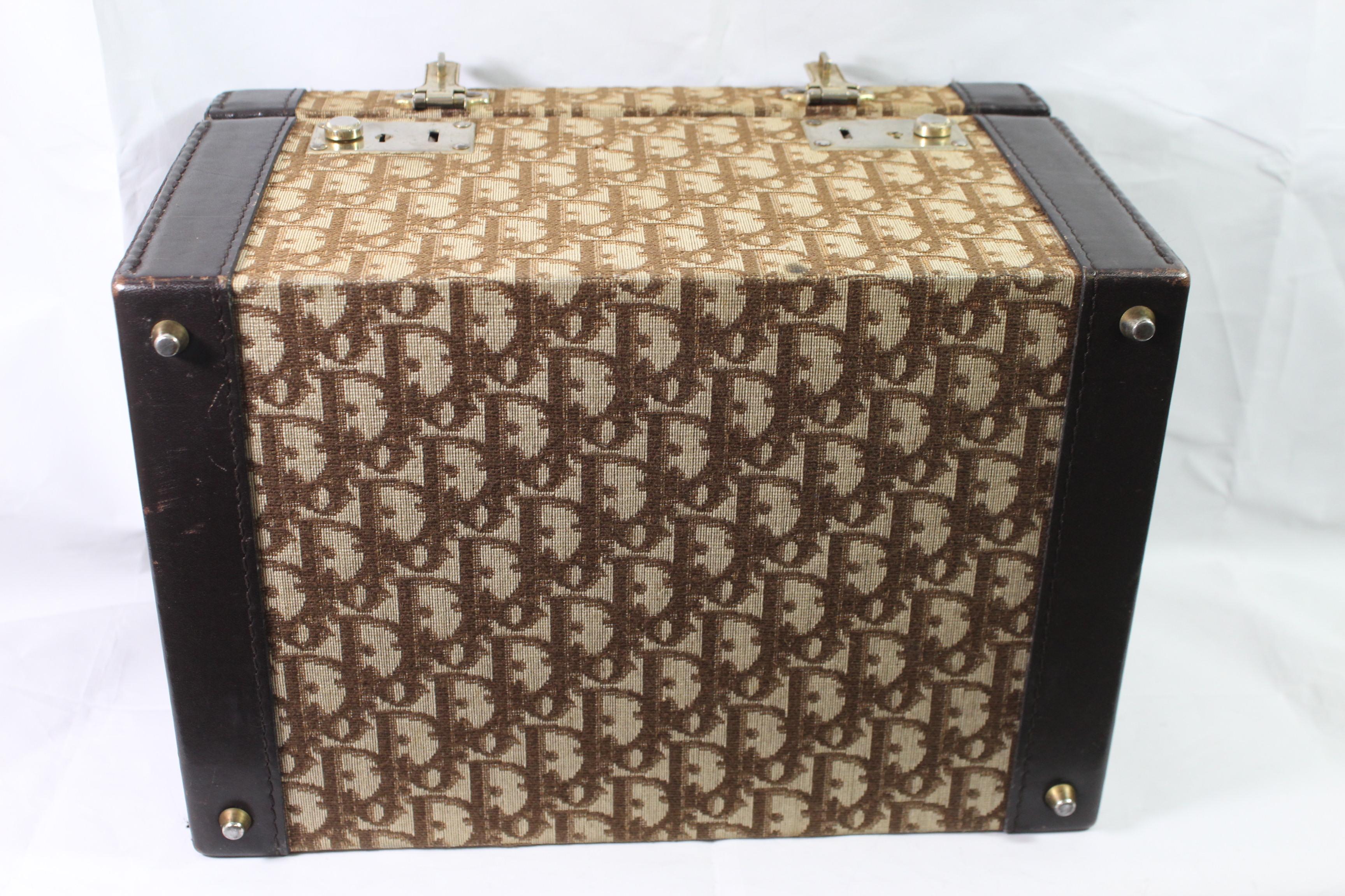 Women's or Men's Vintage Dior Monogramme Canvas and Leather Vanity Case Trunk 