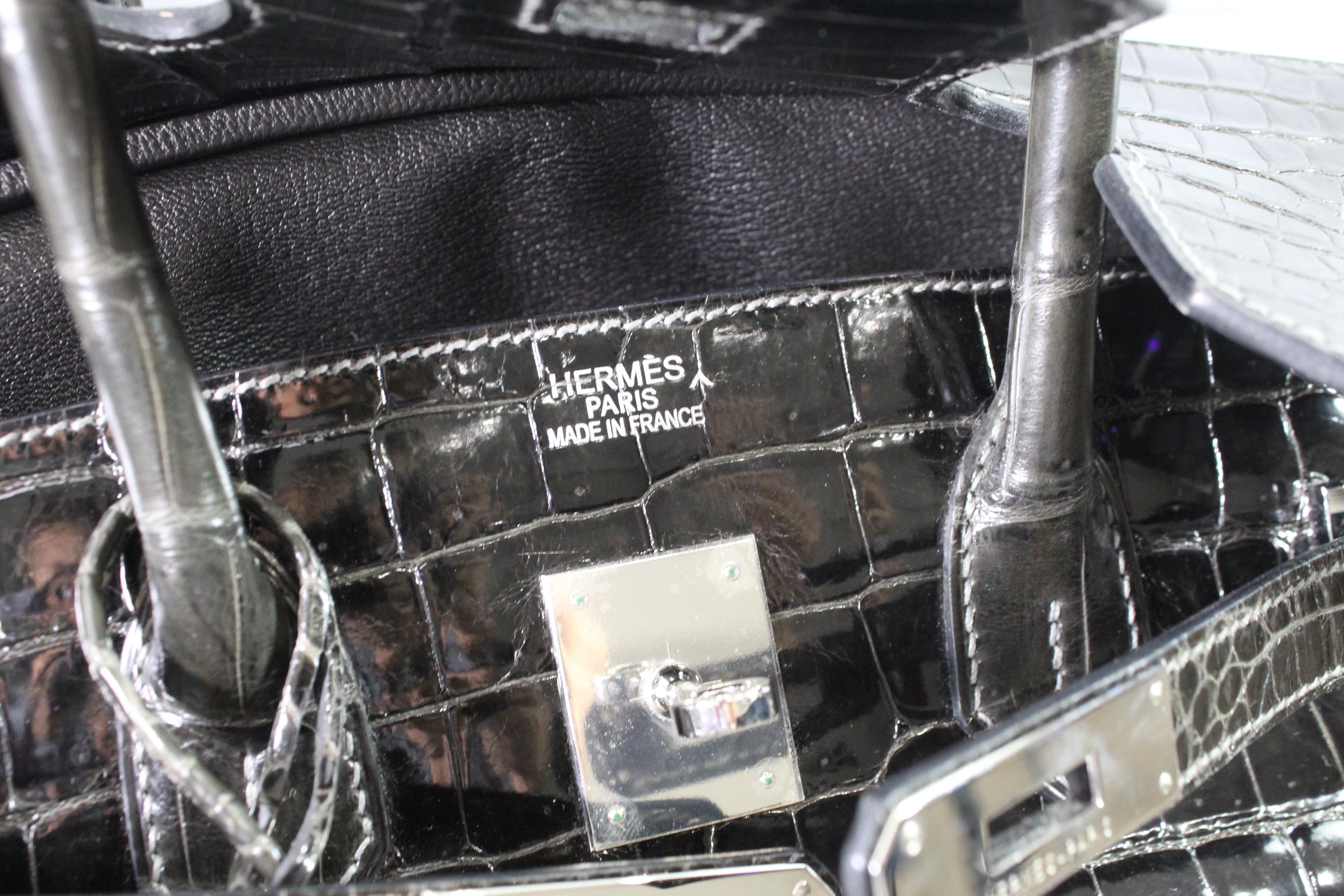 Hermes Black Graphite Porosus Crocodile Leather Birkin 35 Bag, 2